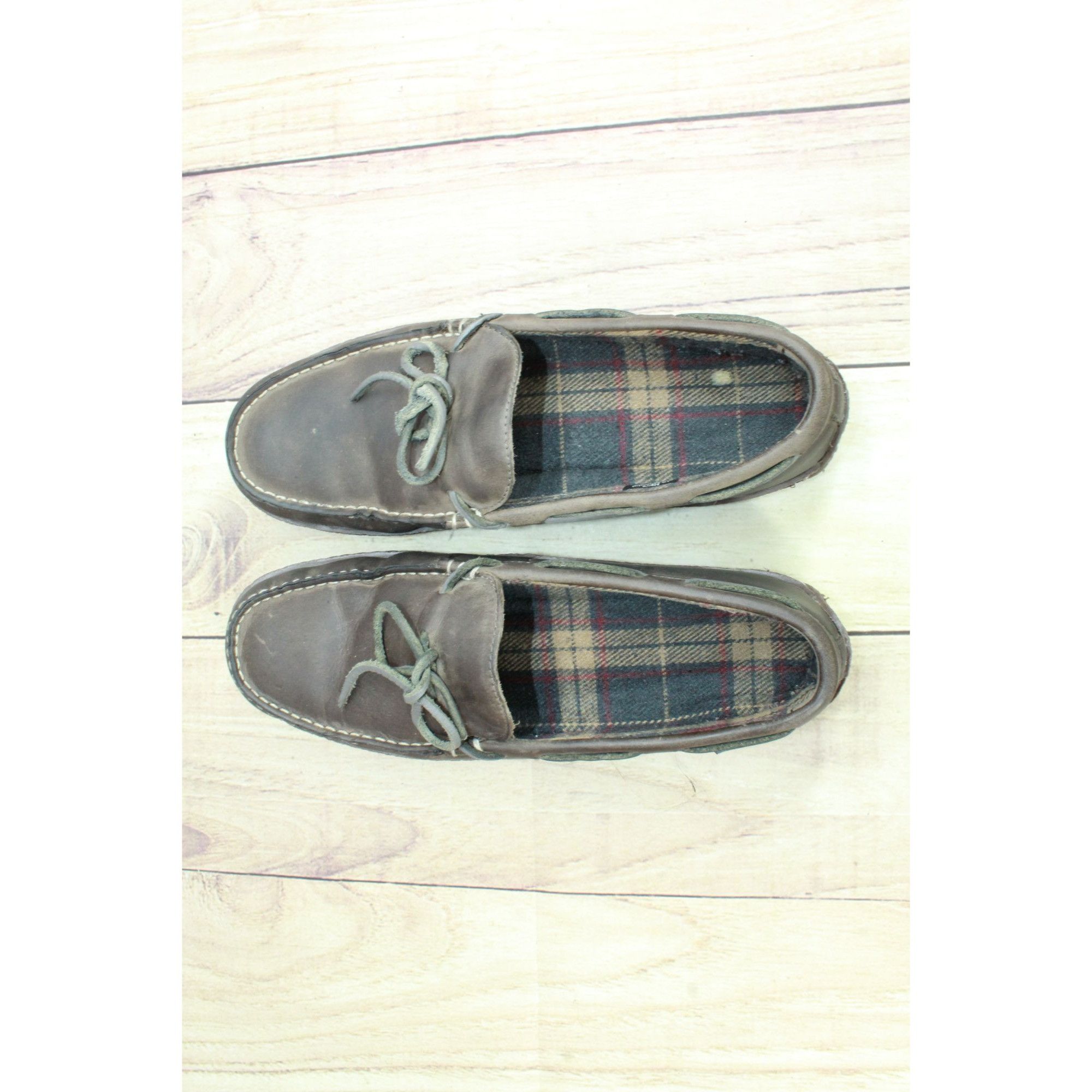 L.L. Bean × Leather LL Bean Leather Flannel Lined Handsewn Moccasin Slippers Size US 10 / EU 43 - 7 Thumbnail