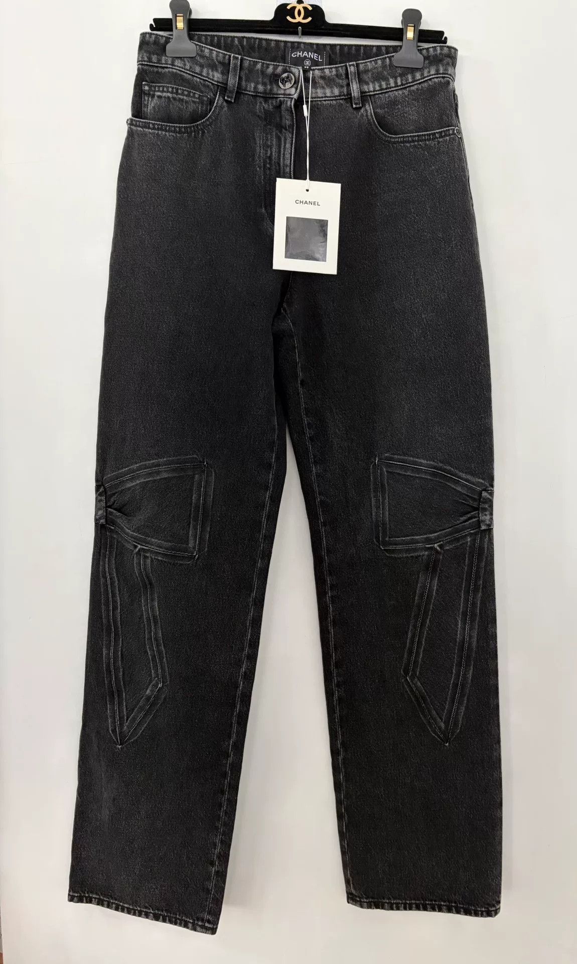 Chanel Black Bow Denim Jeans Size 38