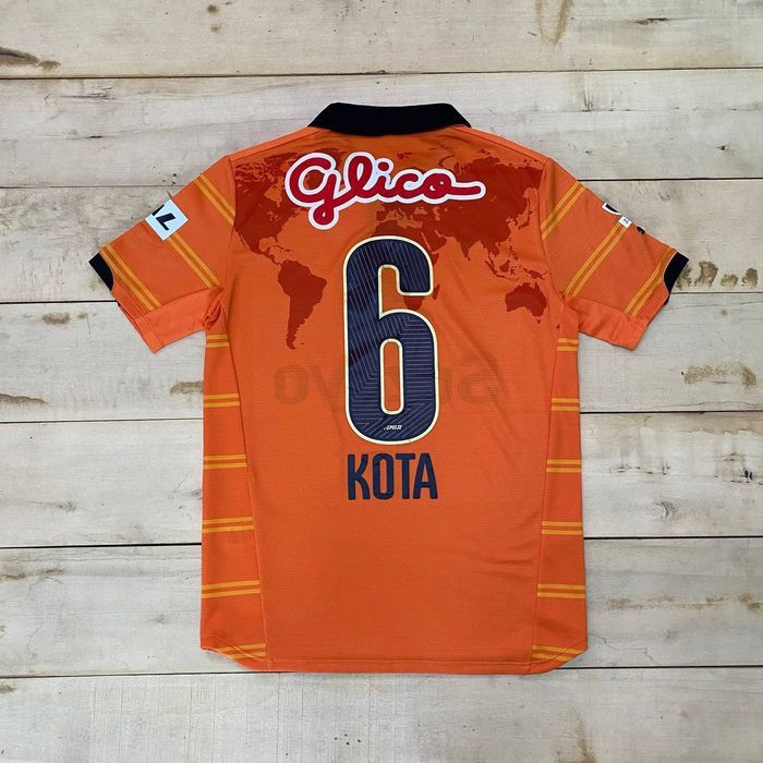 image of B174. Jleague Japan Suzuya Puma World Map Jersey in Orange, Men's (Size Small)