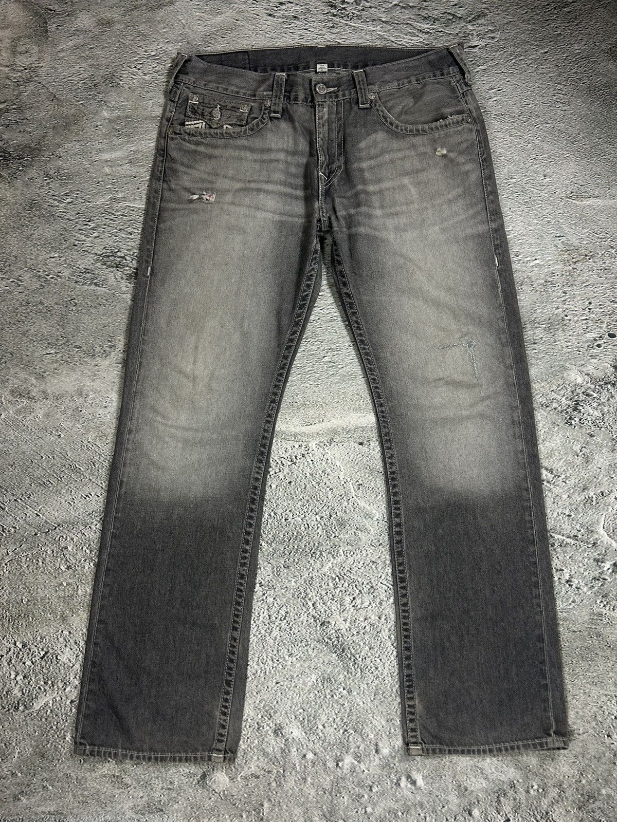 True Religion True Religion vintage grey jeans rope white stitching Ricky Size US 36 / EU 52 - 5 Thumbnail
