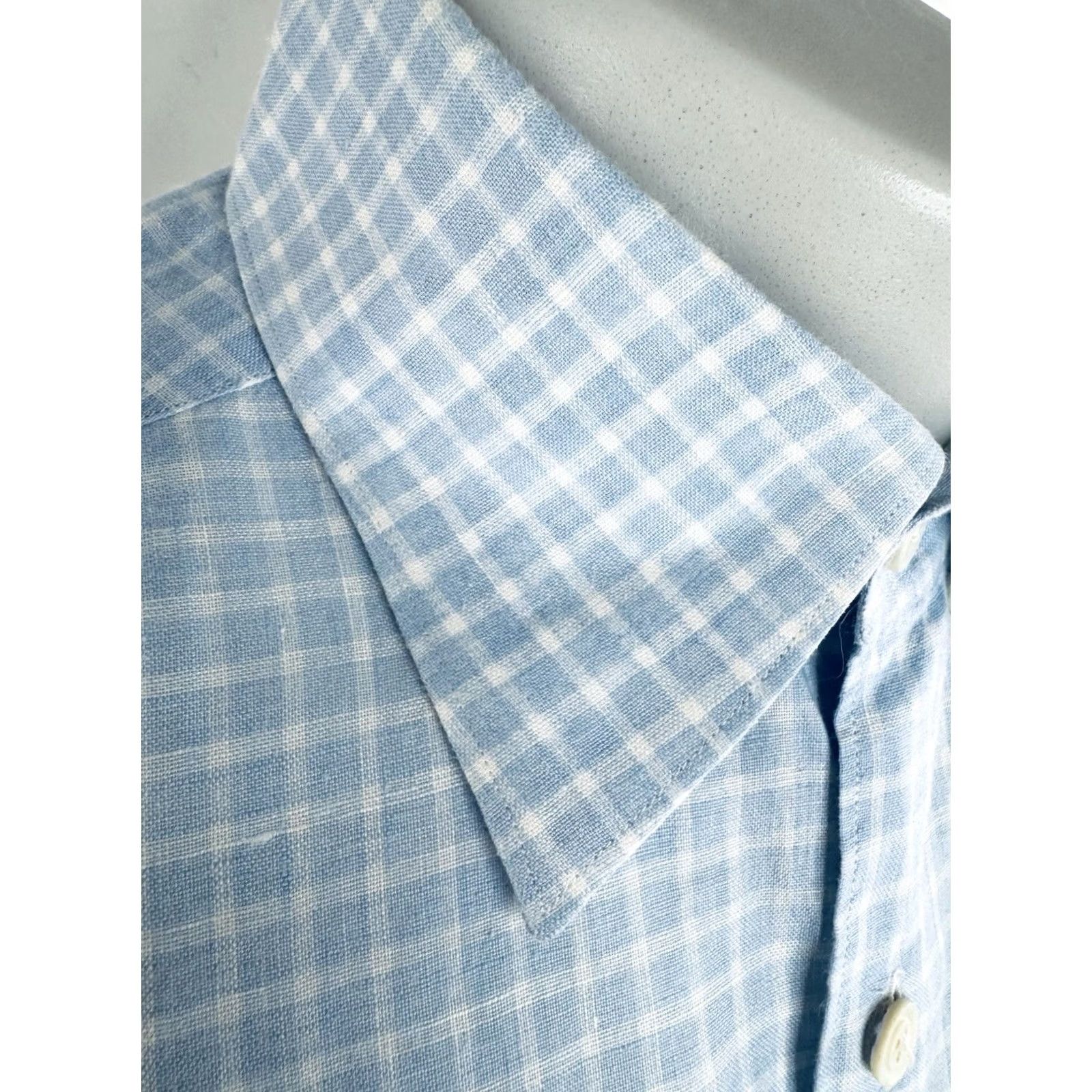 Ermenegildo Zegna Ermenegildo Zegna Linen Plaid Shirt L Men Blue White Button-Up Long Sleeve EXCELLENT Size US L / EU 52-54 / 3 - 2 Thumbnail