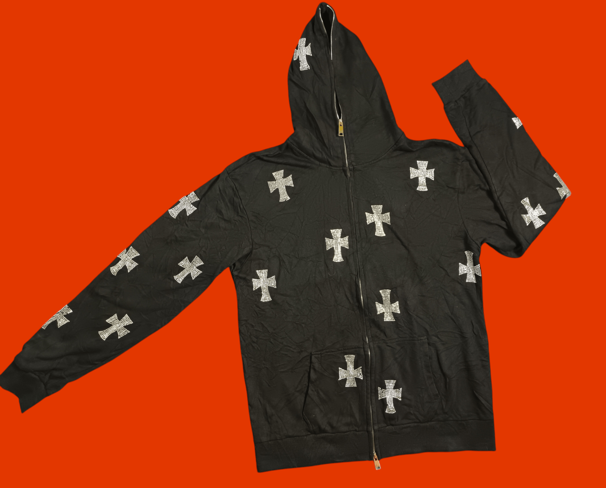 Hysteric Glamour × If Six Was Nine × Japanese Brand Y2K Hoodie Rhinestone Cross Zip Up Style Size US XL / EU 56 / 4 - 6 Thumbnail