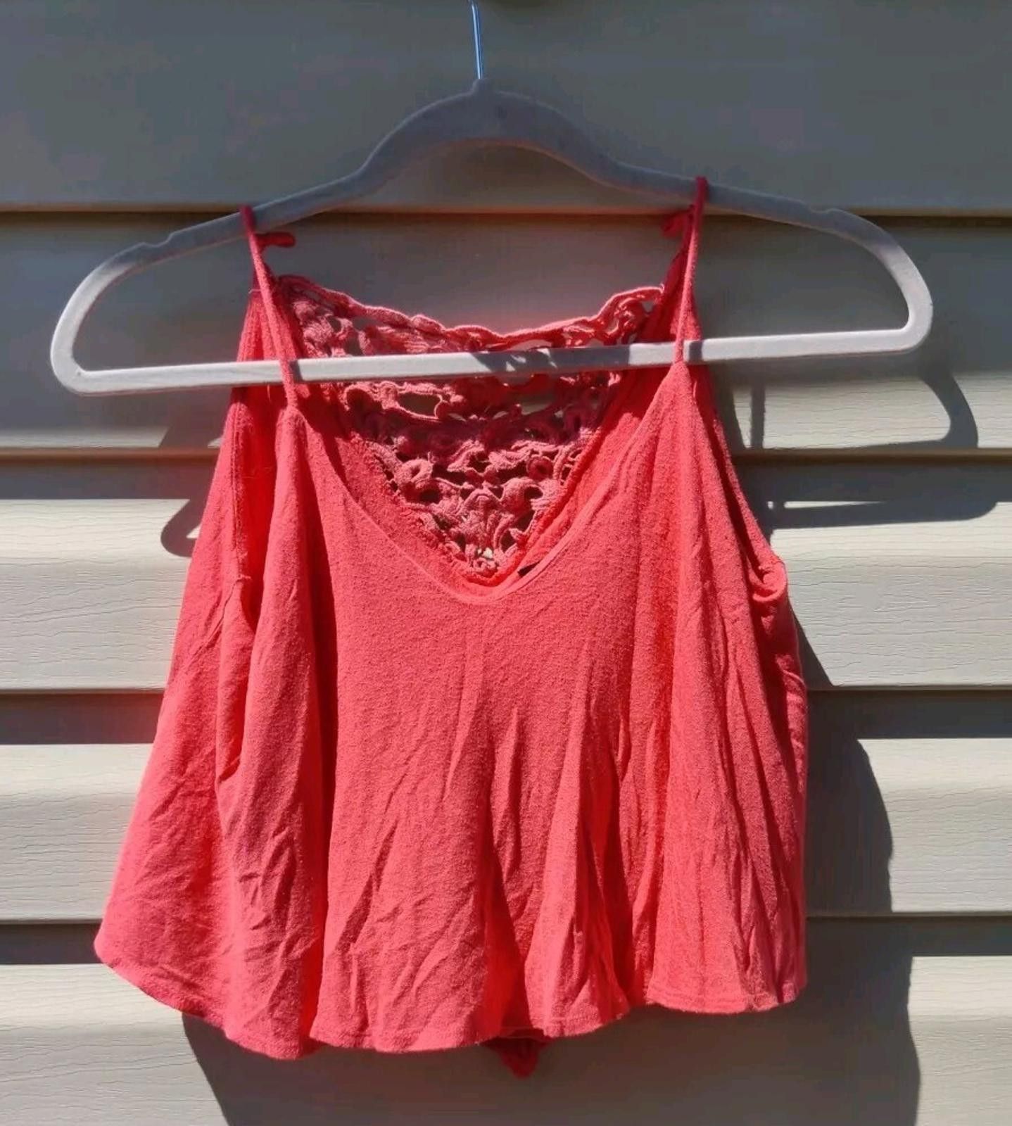 Other Monteau Womens Cropped Tank Spaghetti Strap Top Lace Detail Size M / US 6-8 / IT 42-44 - 4 Thumbnail
