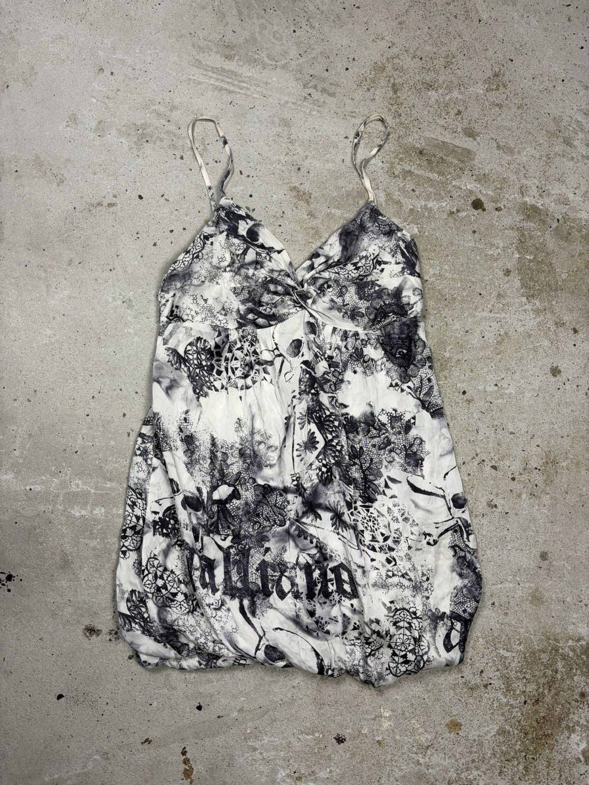John Galliano Vintage 2000s John Galliano Silk Mini Newspaper Skull Dress Size S / US 4 / IT 40 - 1 Thumbnail