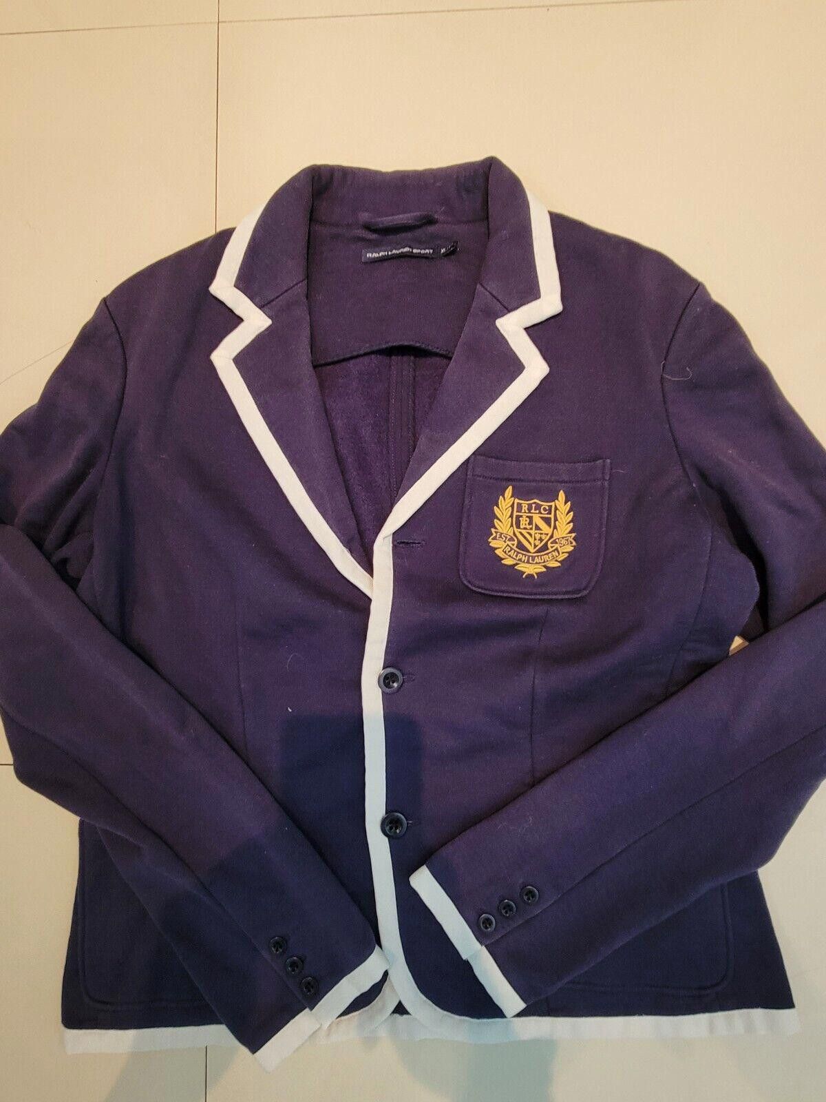 Designer RALPH LAUREN GOLF Navy Wool US OPEN TENNIS CRESTED BLAZER Size XL / US 12-14 / IT 48-50 - 1 Thumbnail