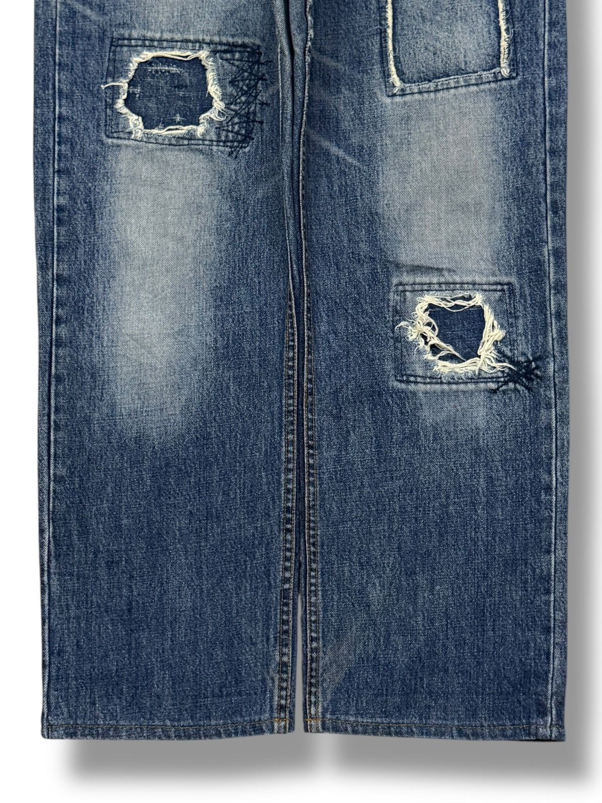 Beams Plus Vintage BEAMS Tokyo Distressed Patchwork Denim Jeans Japan Size US 34 / EU 50 - 6 Thumbnail