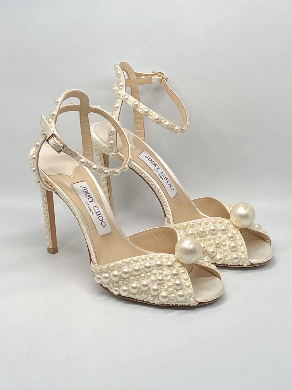 Jimmy Choo Jimmy Choo Sacora 100MM Pearl-Embellished Sandals size 38 Size US 8 / IT 38 - 6 Thumbnail