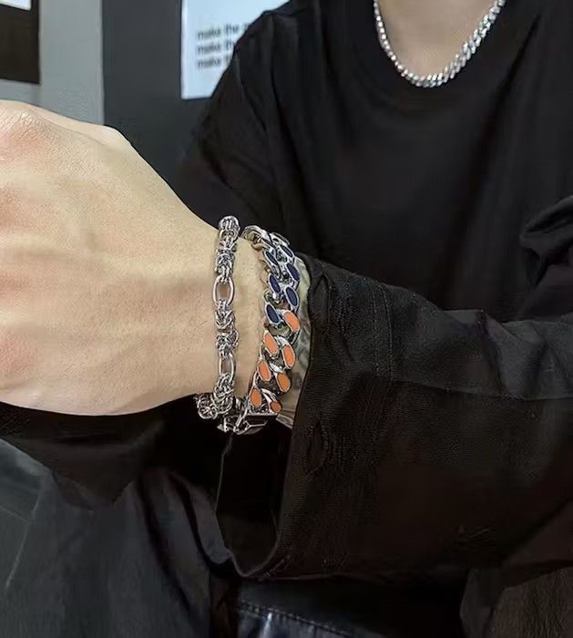 Jewelry Colorful Cuban Link Chain Bracelet Size ONE SIZE - 3 Thumbnail