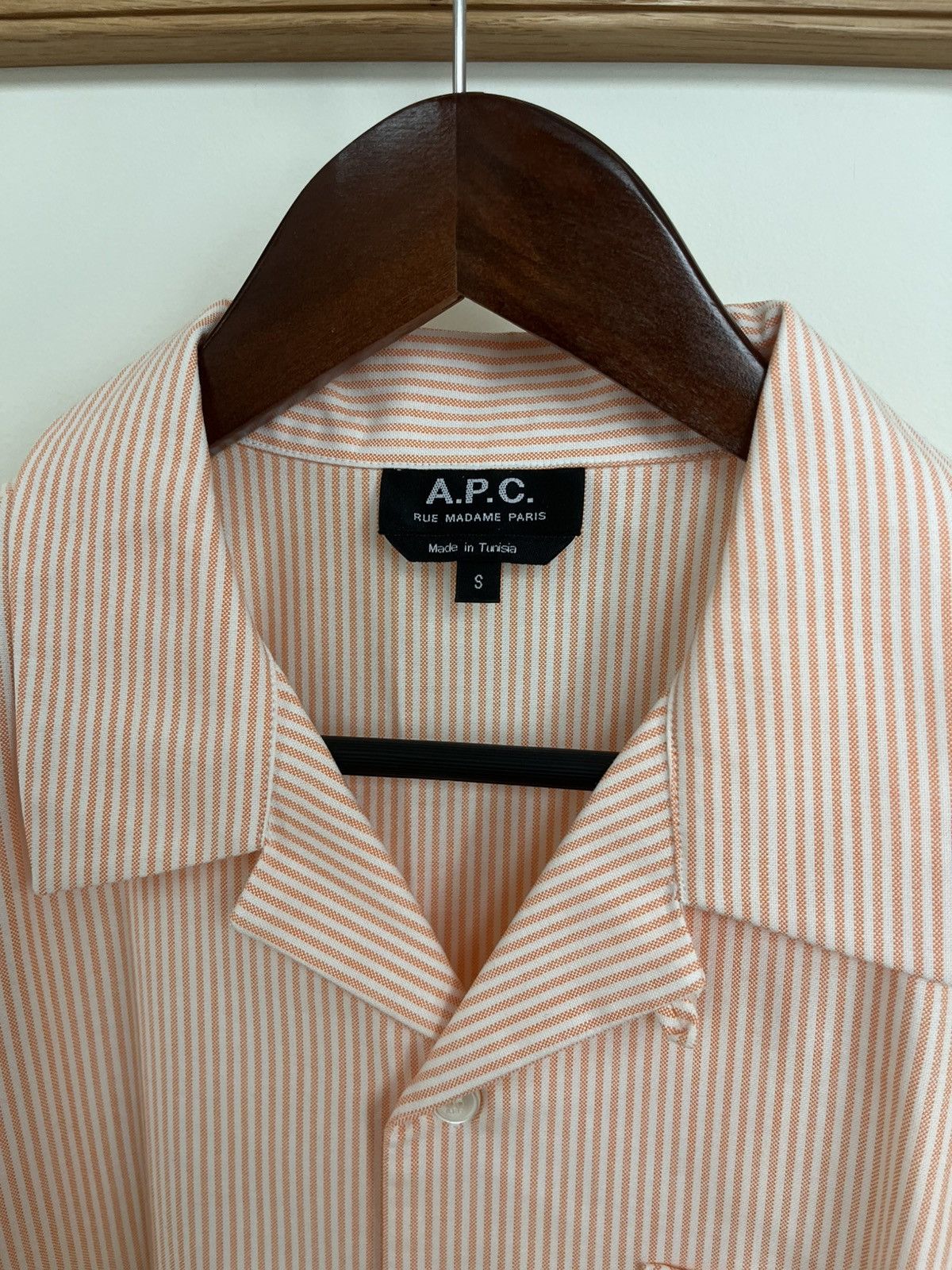 A.P.C. APC orange and white striped camp collar shirt Size US S / EU 44-46 / 1 - 2 Thumbnail