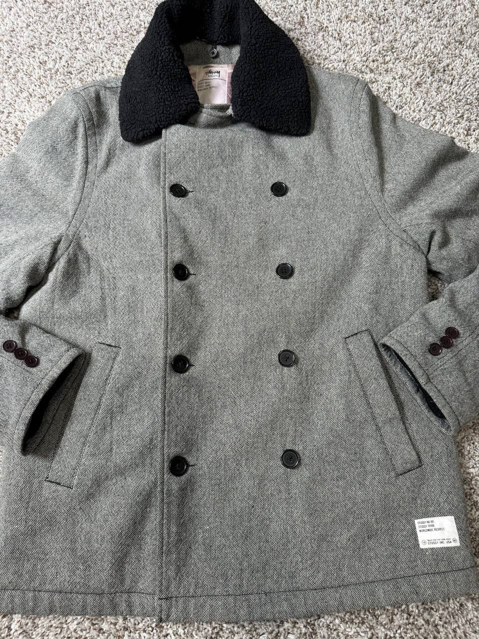 Men'S Dress Coat COAT08 Men'S Pea Coat Wool Blend Double Breasted Broad Lapels Side Pocket In 3 Color main image 0