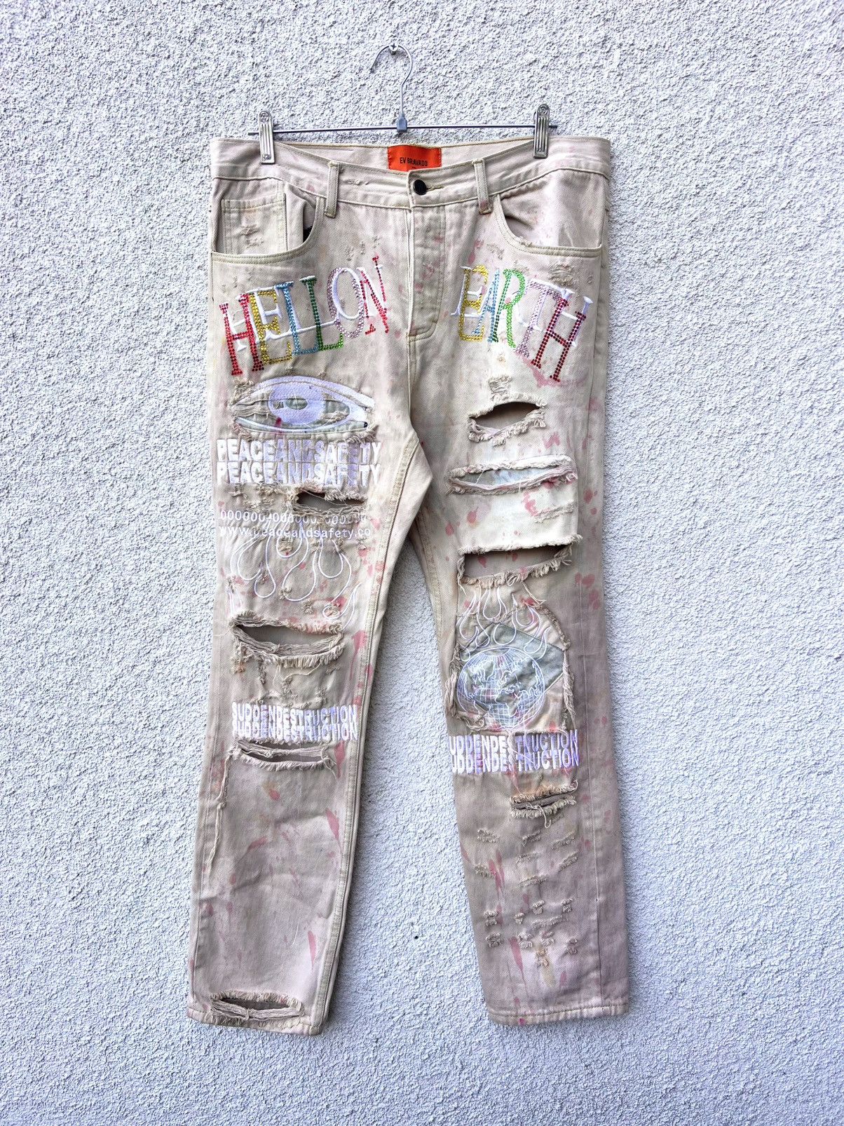 Ev Bravado Ev Bravado Hell On Earth Gemstone Distressed Jeans Size 34 Size US 34 / EU 50 - 1 Thumbnail