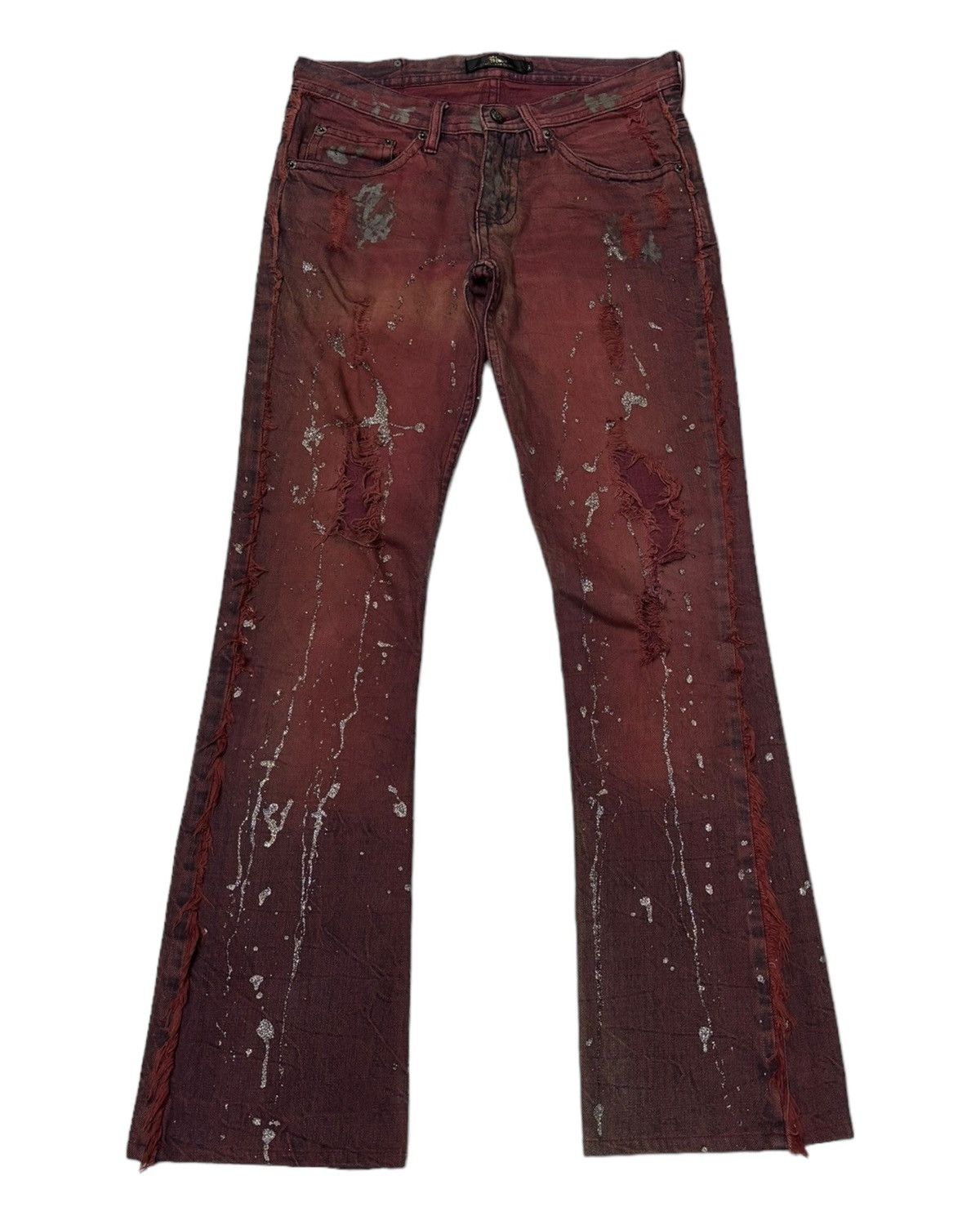General Research × Issey Miyake × URBAN RESEARCH DOORS RARE🔥MIDAS PUNK FLARE DISTRESS RIPPED DENIM JEANS Size US 29 - 5 Thumbnail