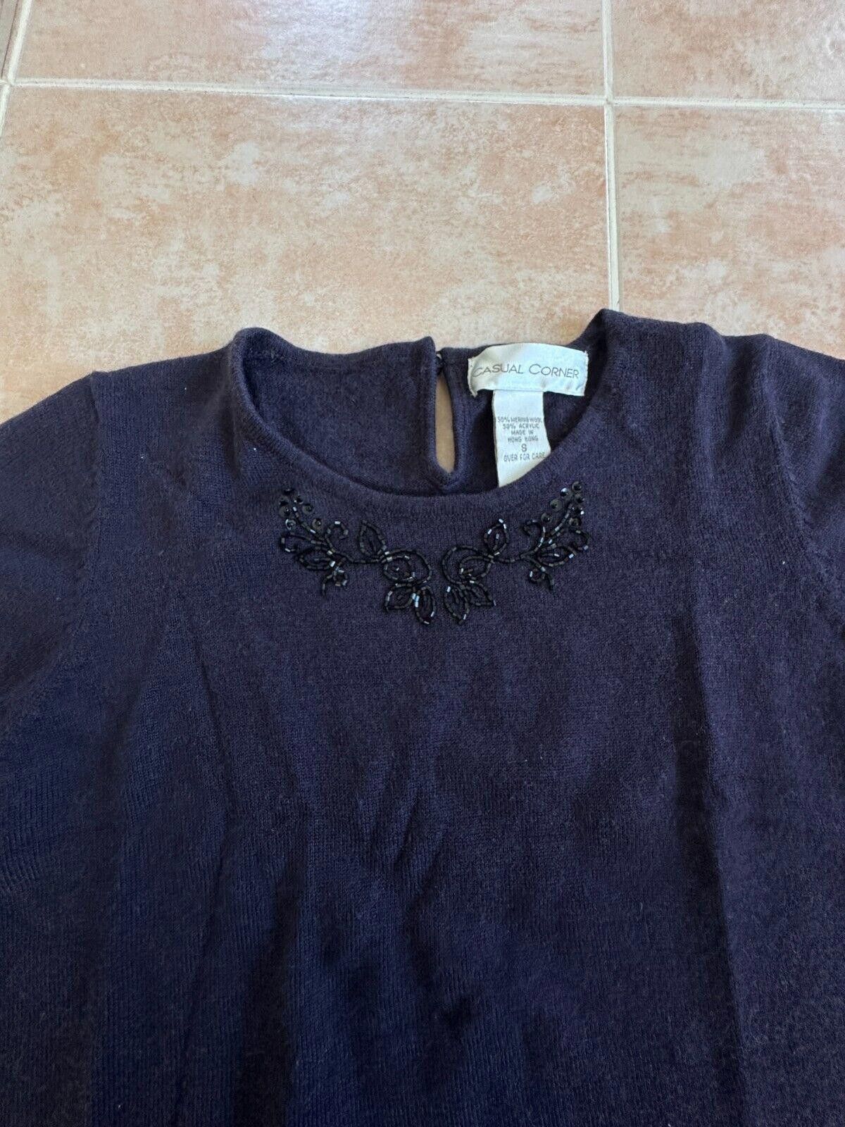 Designer Casual Corner Navy Merino wool Acrylic Blend Top size S Size S / US 4 / IT 40 - 4 Thumbnail