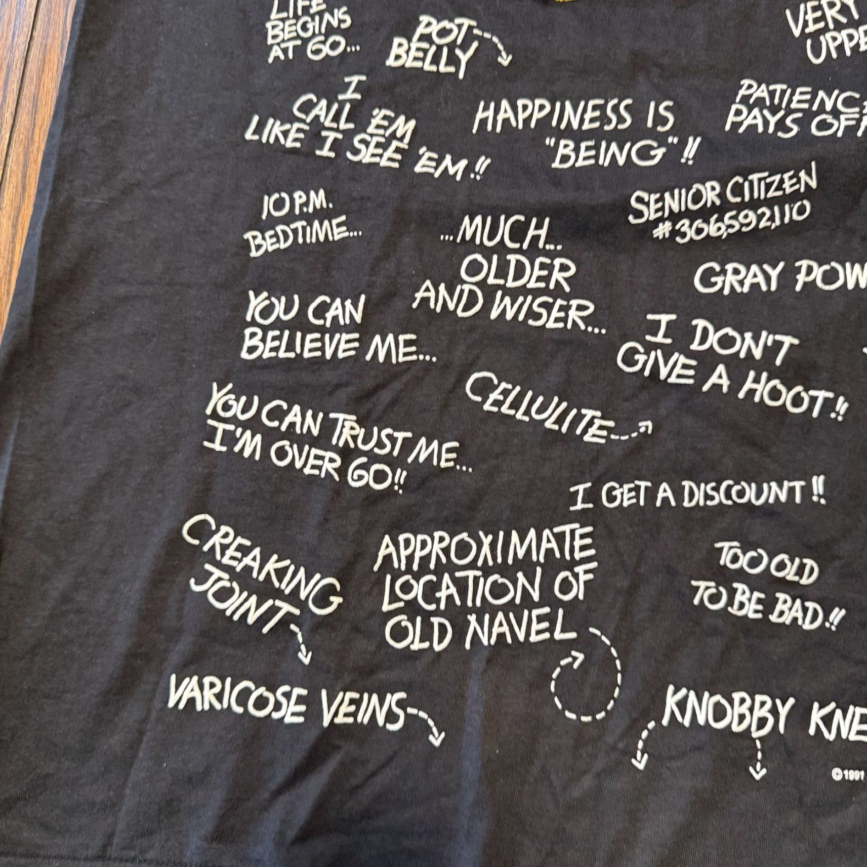 Hanes VINTAGE Hanes T-Shirt Large Black 1991 Birthday Graf ic Print Short Sleeve Men 60ish 60s Geezer Bill Charlotte Crew Neck Regular Fit Size US L / EU 52-54 / 3 - 4 Thumbnail