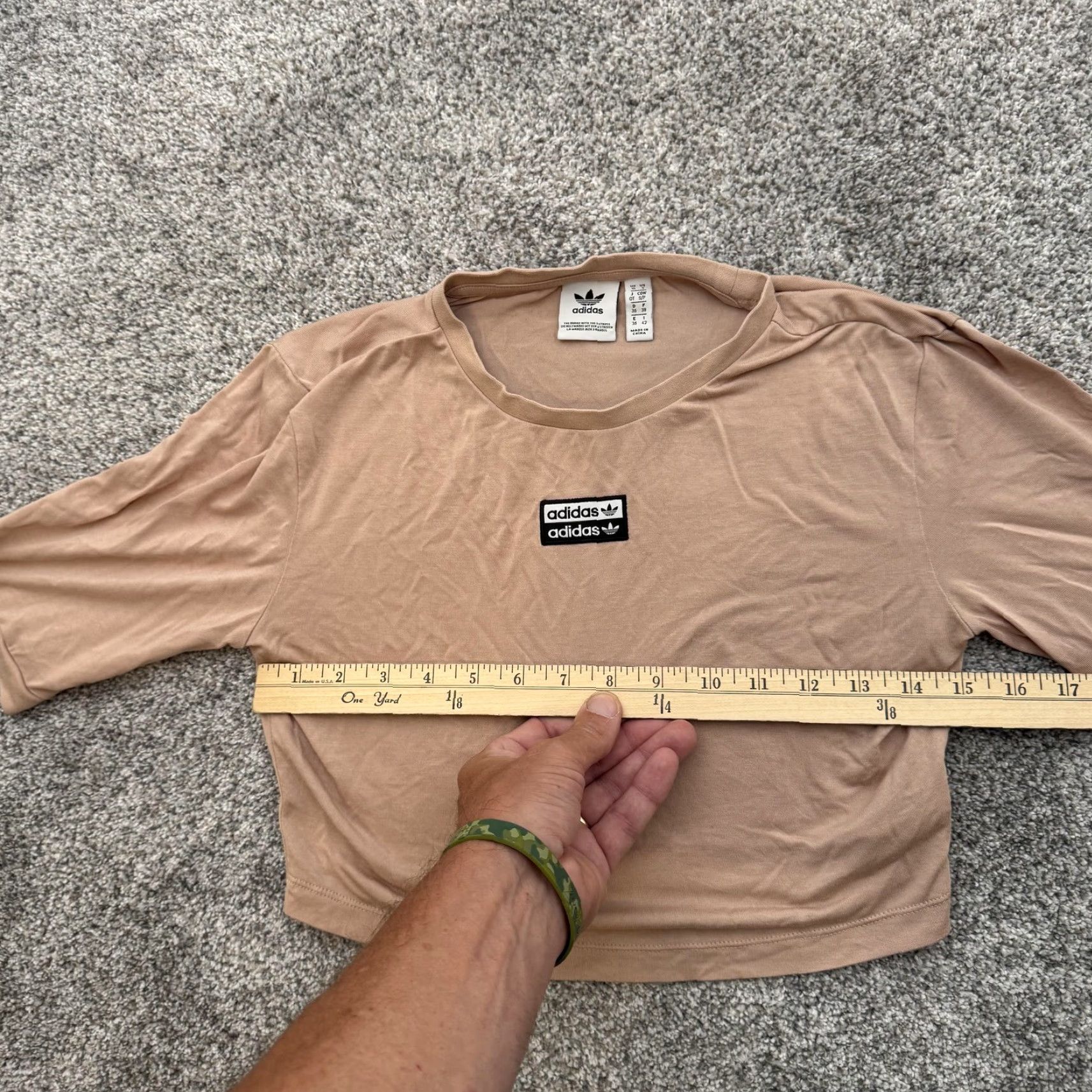 Adidas Adidas Shirt Womens Small Crop Top Trefoil Athletic Short Sleeve Shirt - Womens Cropped Tee, Tan/Beige, 90s-Now Style Size S / US 4 / IT 40 - 3 Thumbnail