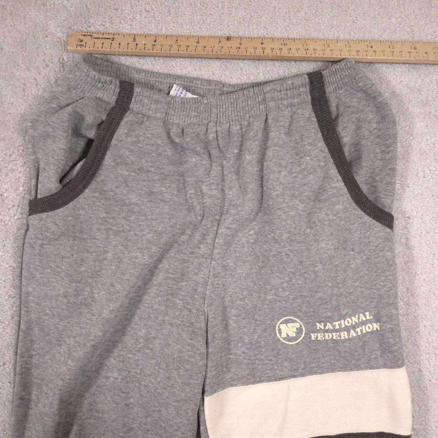 Vintage National Federation Pants Mens Medium Gray Fleece Joggers Sweatpants Size US 31 - 6 Thumbnail