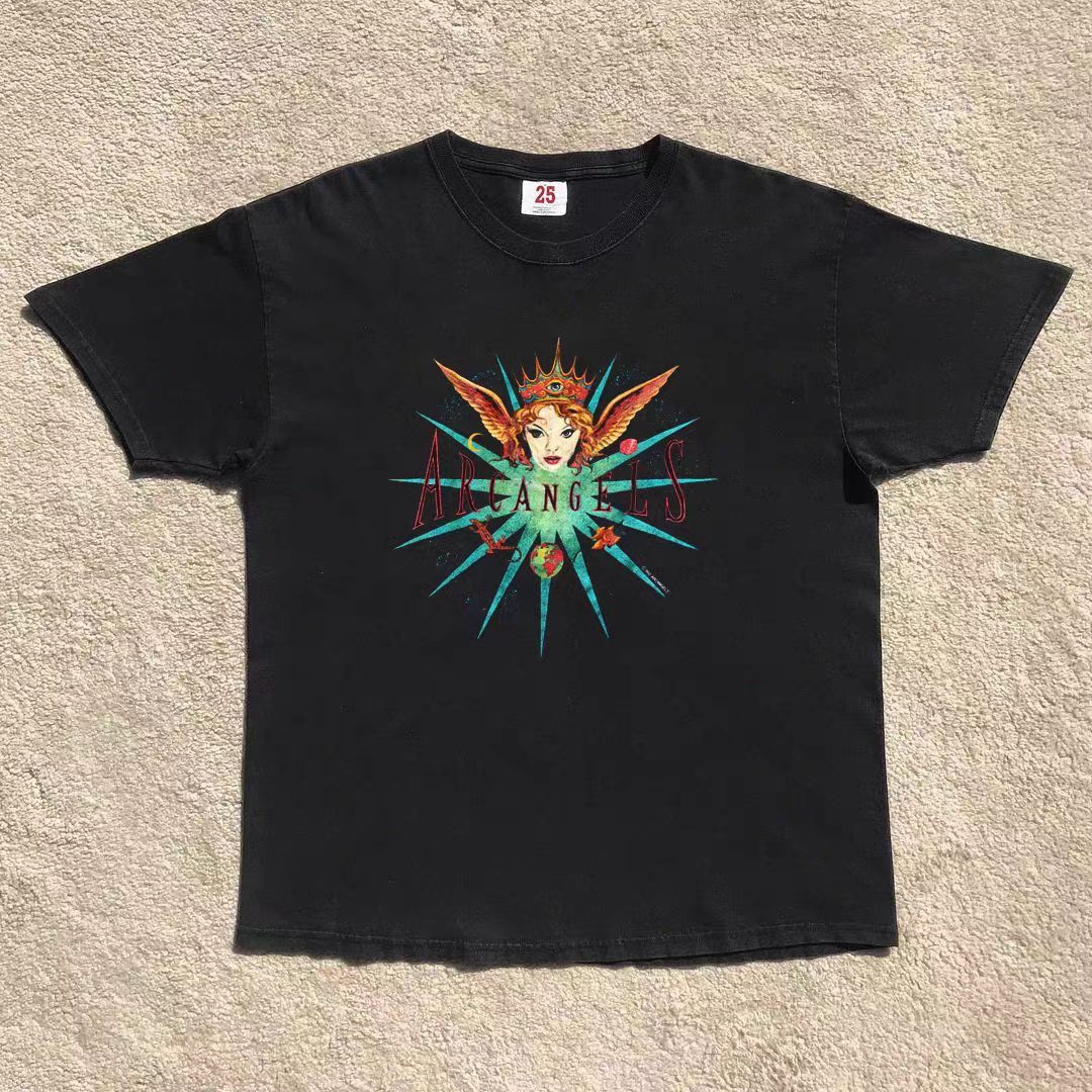 Japanese Brand × Vintage Black casual retro angel print loose t-shirt Size US M / EU 48-50 / 2 - 1 Thumbnail