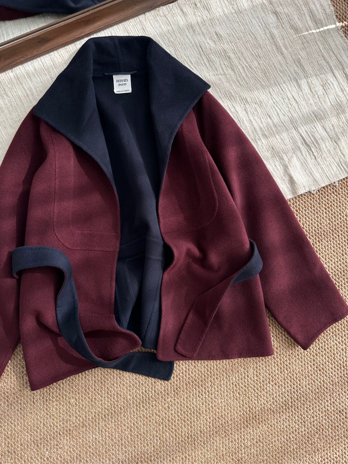 Hermes Hermes double-faced cashmere tie coat women's burgundy 40 Size M / US 6-8 / IT 42-44 - 1 Thumbnail
