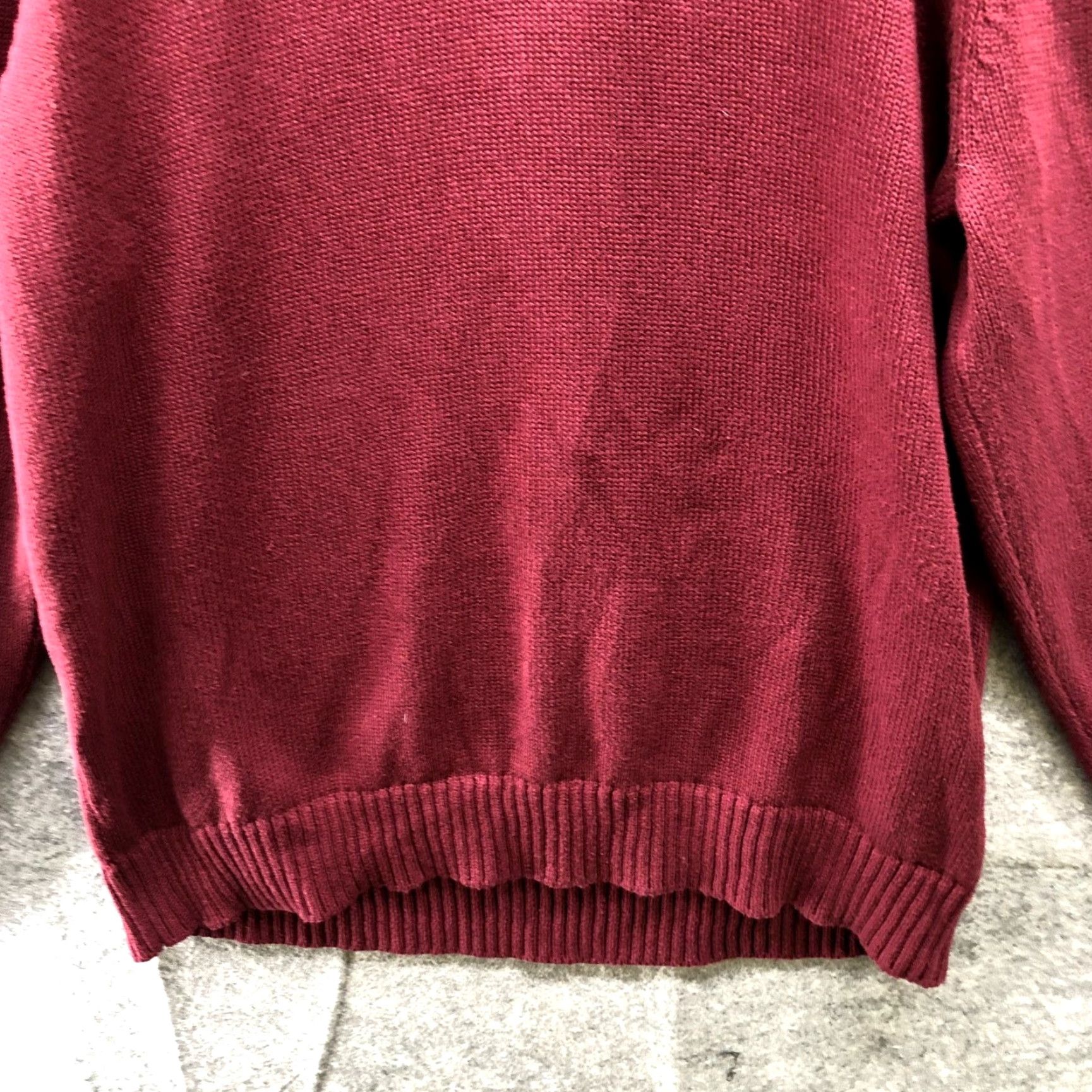 Vintage L.L. Bean Sweater Mens XL Wine Red 1/4 Zip Cotton Thick Knit Pullover Winter Size US XL / EU 56 / 4 - 4 Thumbnail