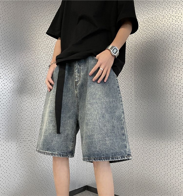 Japanese Brand × Jean Retro loose washed straight leg denim shorts Size US 32 / EU 48 - 1 Thumbnail