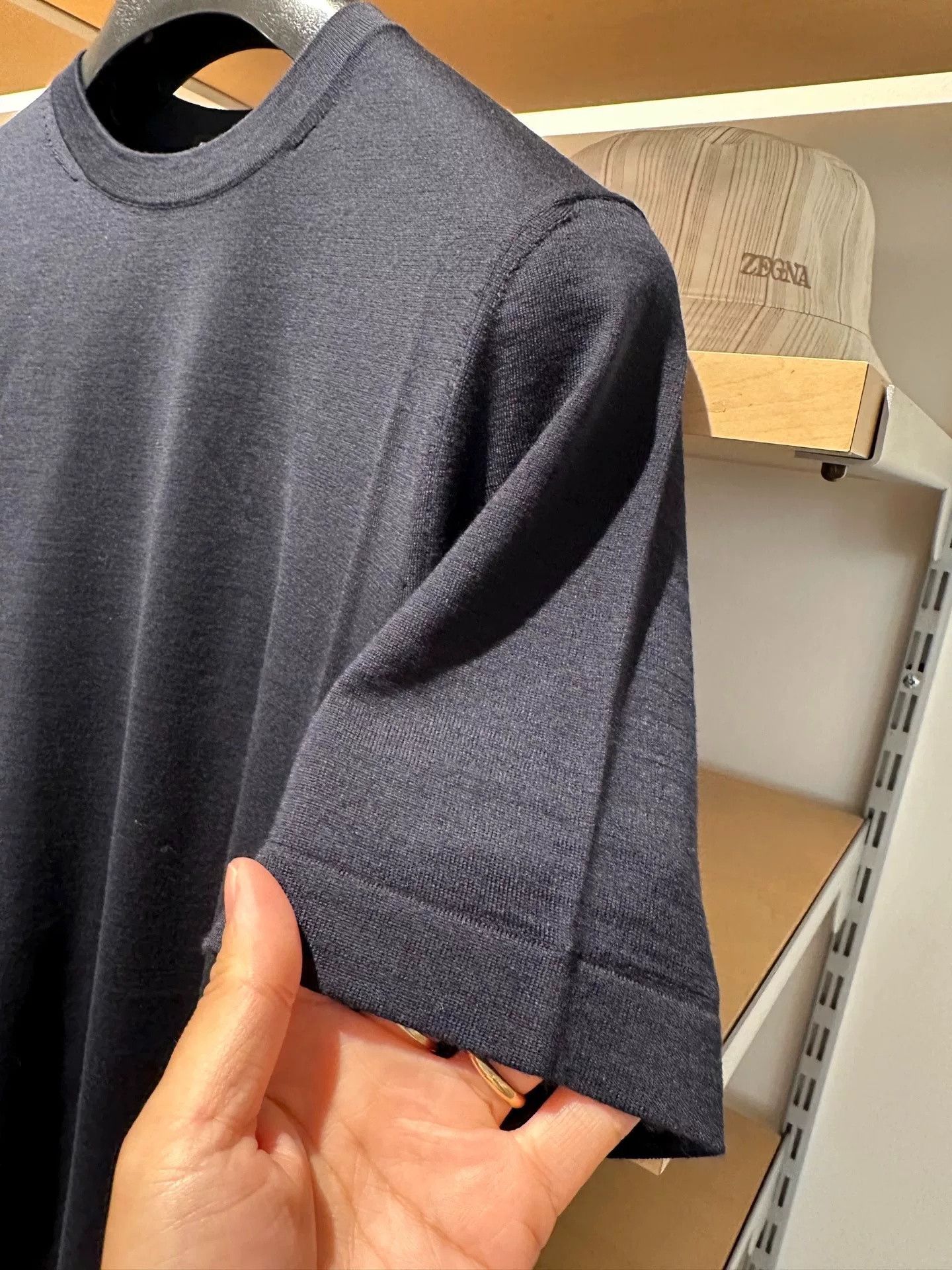 Ermenegildo Zegna Zegna Navy Wool Knit T-Shirt Size US S / EU 44-46 / 1 - 3 Thumbnail