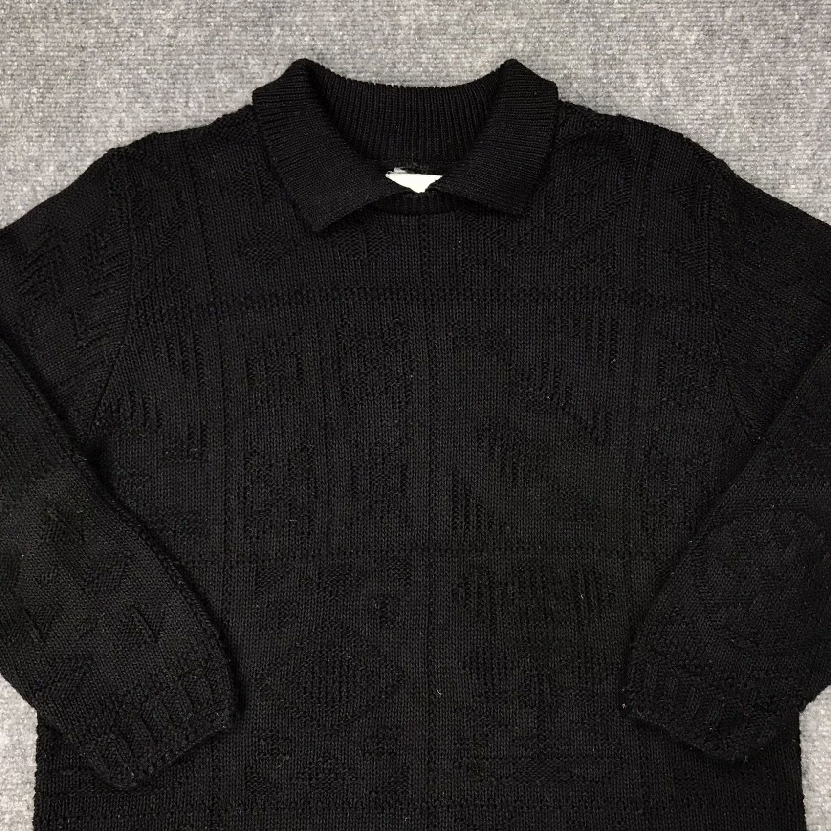 Vintage VTG 90s Alfred Dunner Women Black Cable Knit Sweater 3/4 Sleeves Medium Made USA Size M / US 6-8 / IT 42-44 - 4 Thumbnail