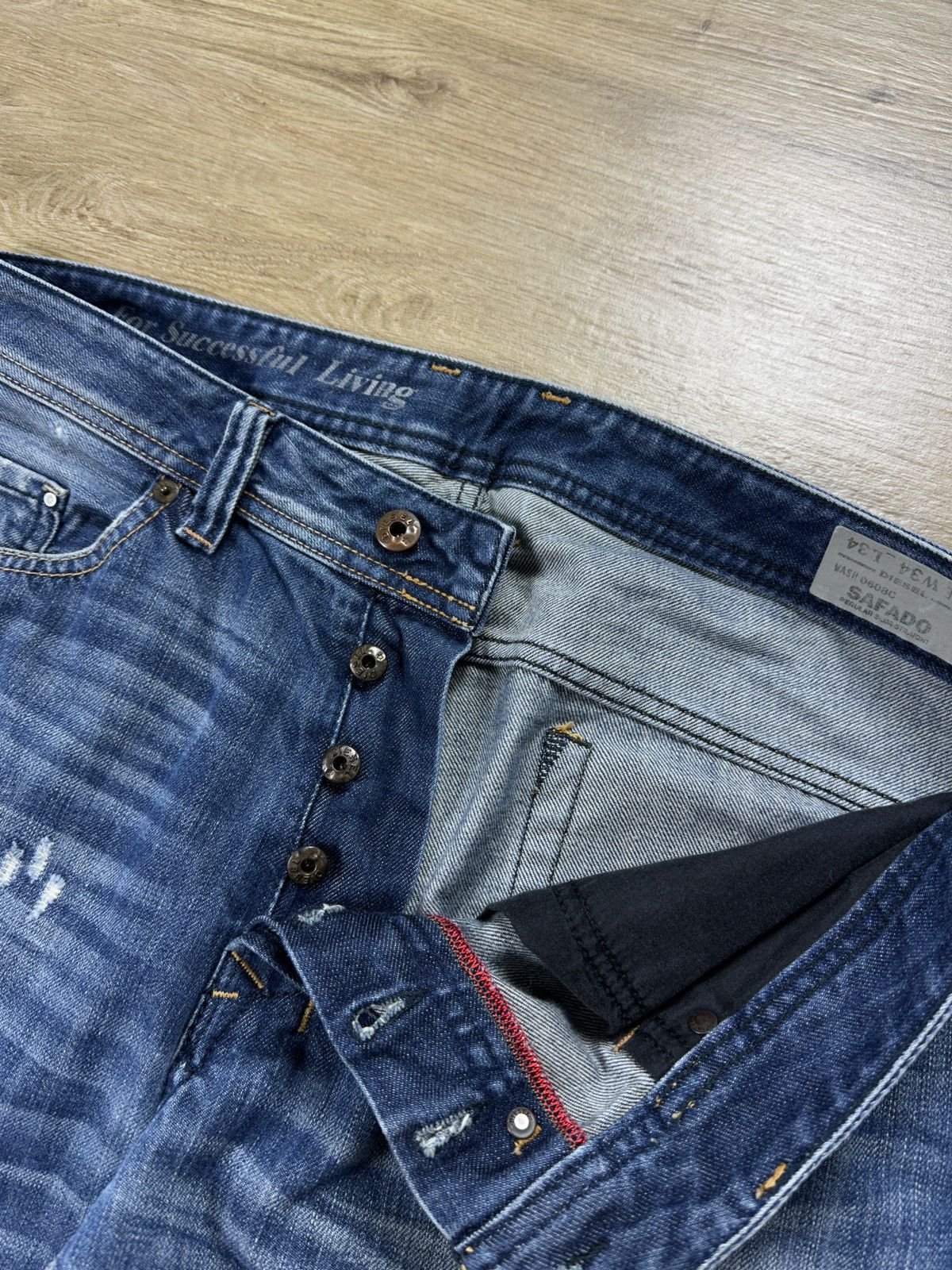 Diesel × Vintage Vintage Y2K Diesel Safado Distressed Denim Jeans Pants Size US 34 / EU 50 - 9 Thumbnail