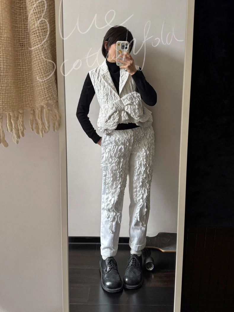 Comme des Garcons Comme Des Garcons size XS Lace white jeans Size 23" - 2 Thumbnail