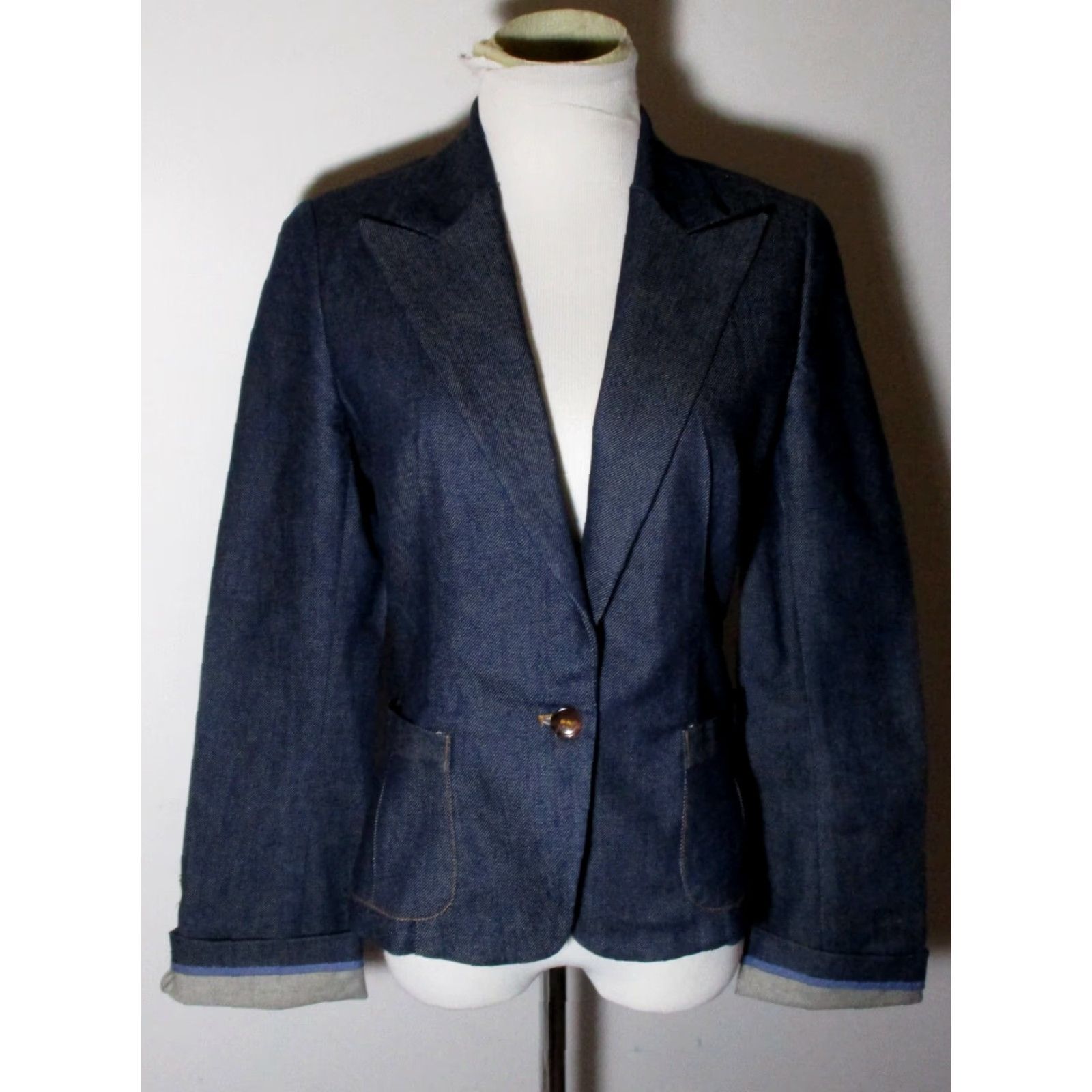 Denime LISA KLEIN Blue Button Denim Jacket Women's Size 8 Size M / US 6-8 / IT 42-44 - 2 Thumbnail