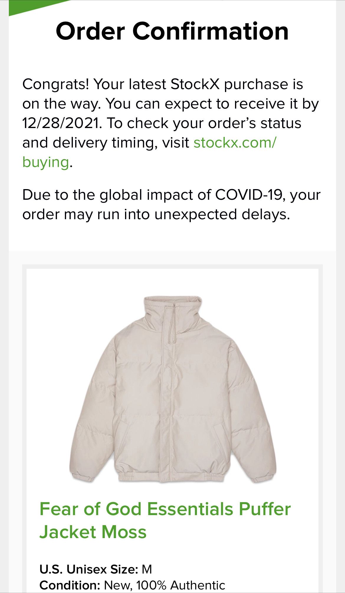 Essentials Fear of God Essentials Puffer Jacket (FW20) Size US M / EU 48-50 / 2 - 9 Thumbnail