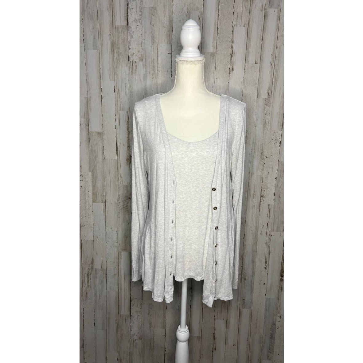 Lilly Pulitzer Lilly Pulitzer Women's Gray V-Neck Cardigan & Tank Top Set Size L / US 10 / IT 46 - 2 Thumbnail