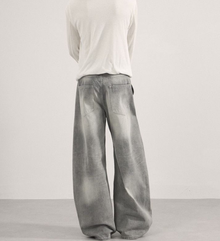 Japanese Brand Retro tie-dye high-street trendy loose wide-leg curved jeans Size US 32 / EU 48 - 3 Thumbnail