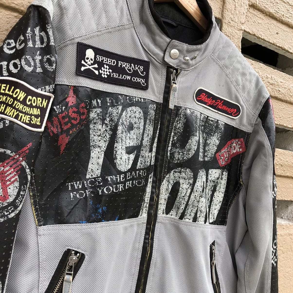 Vintage Yellow Corn BRP Breakers Mix Leather Racing Jacket