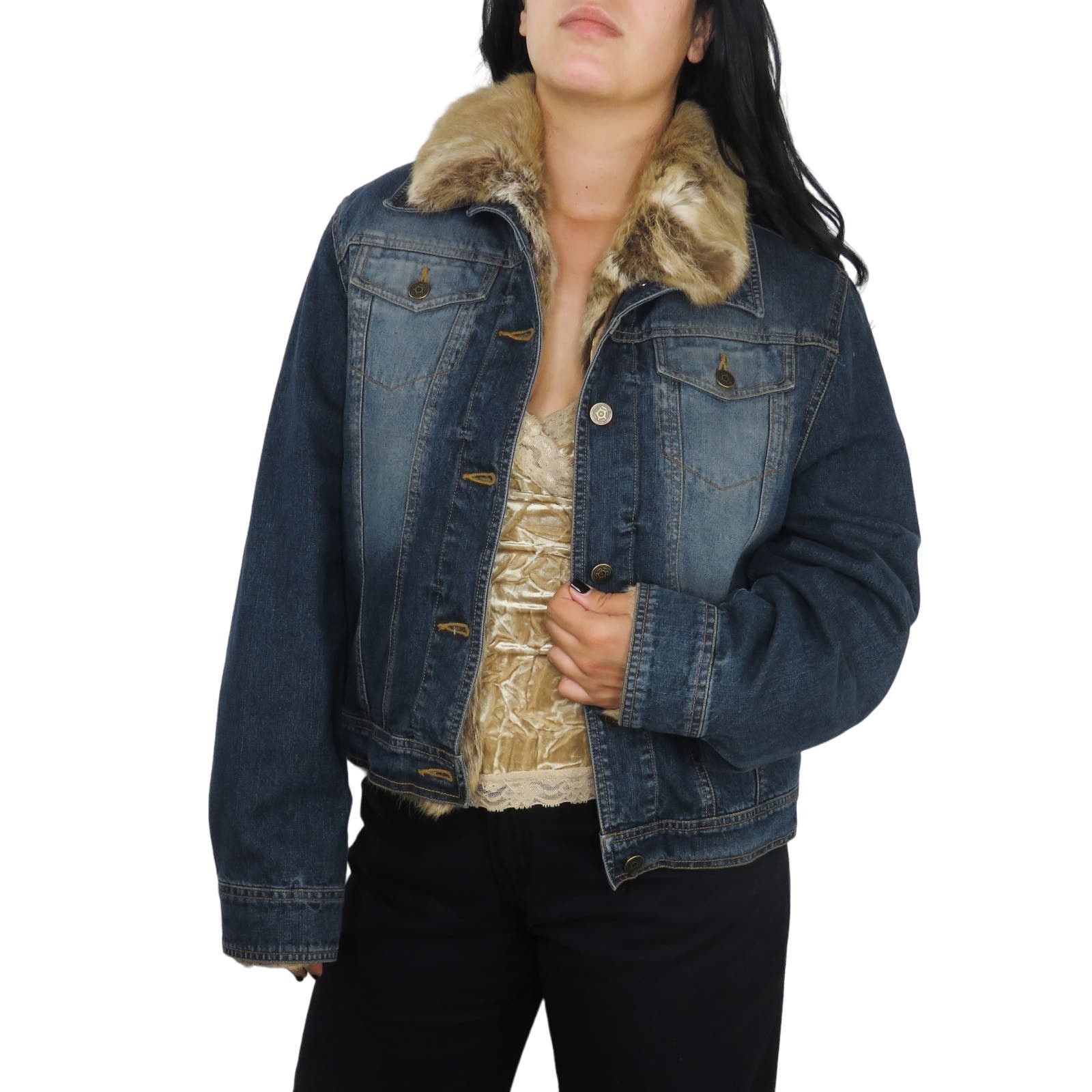 Vintage 1990s Vintage Rabbit Fur Jean Jacket Denim Jacket Large Size L / US 10 / IT 46 - 4 Thumbnail