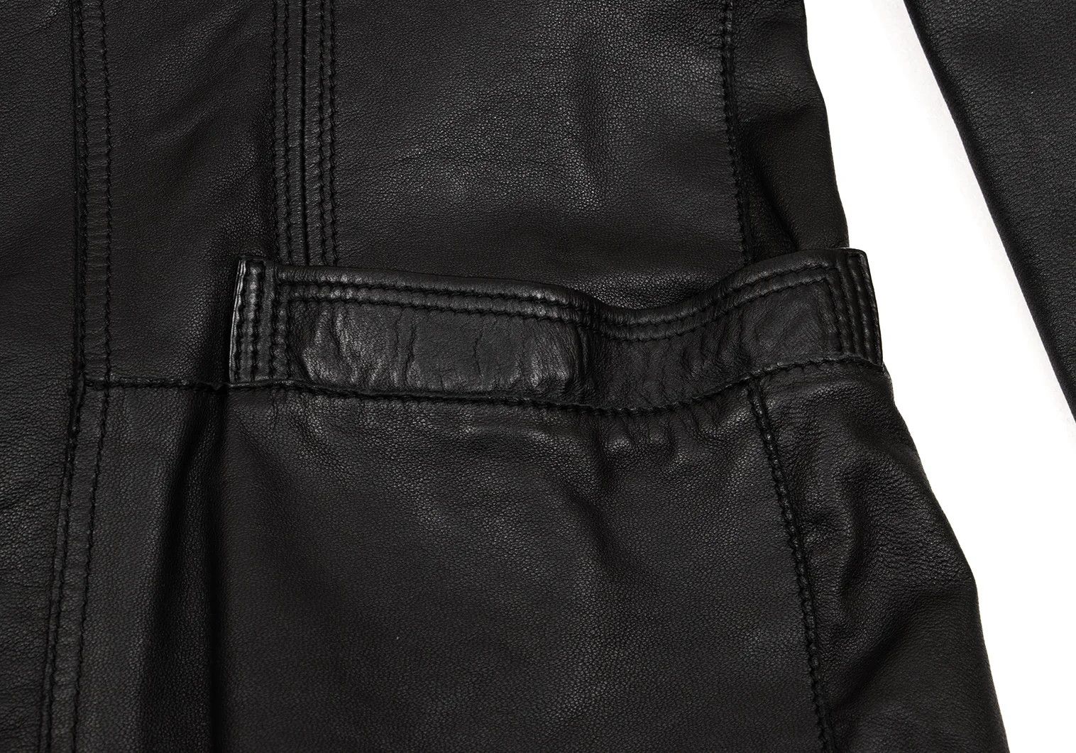 Emporio Armani Back Cutwork Design Leather Tailored Jacket Black 46 Size US S / EU 44-46 / 1 - 11 Thumbnail