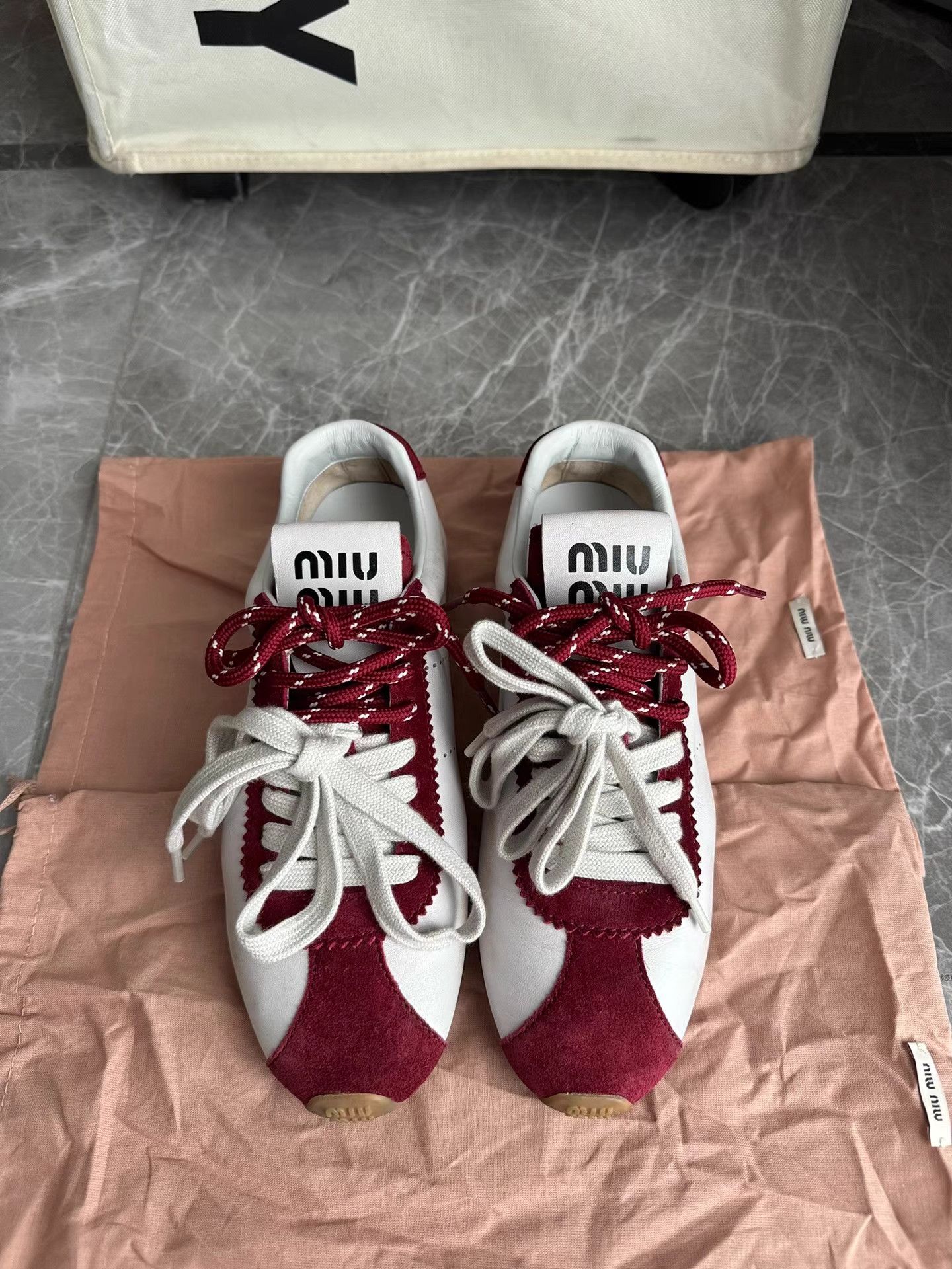 Miu Miu MiuMiu 25SS Red Suede Low-Top Trainer Sneakers K6 Size US 6.5 / IT 36.5 - 3 Thumbnail