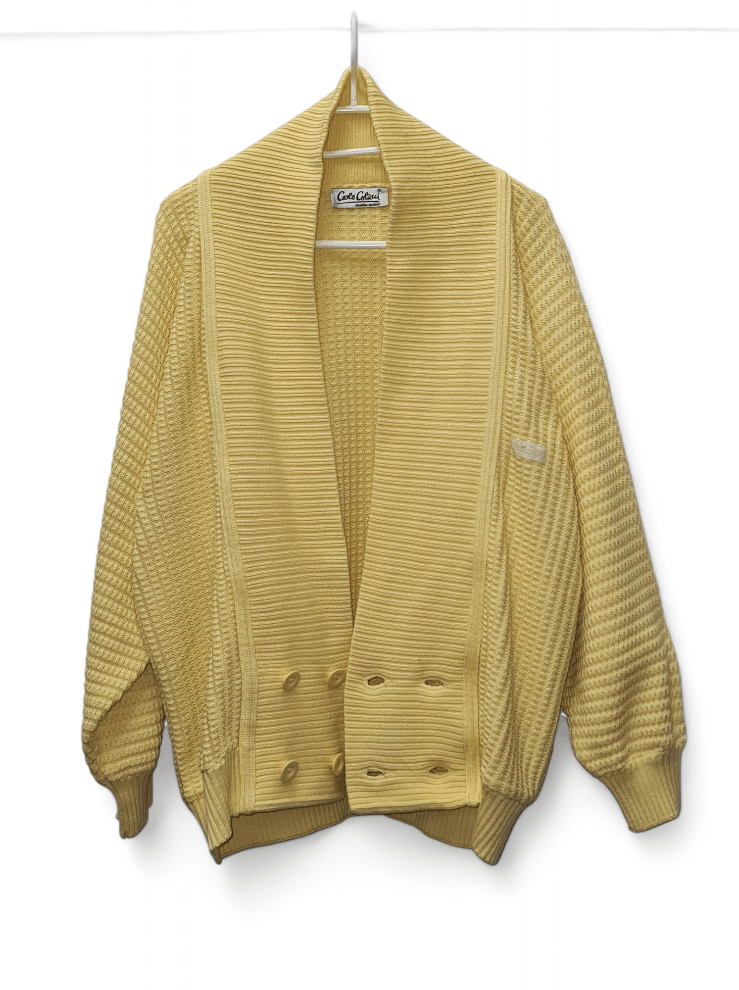 Carlo Colucci 90S Vintage Carlo Colucci Knitted yellow cardigan Size US M / EU 48-50 / 2 - 2 Thumbnail