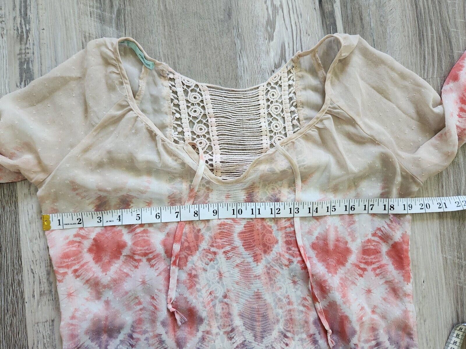 Designer Maurices Top Medium Tie Dye 3/4 Sleeves V Neck Boho Hippie Size M / US 6-8 / IT 42-44 - 4 Thumbnail