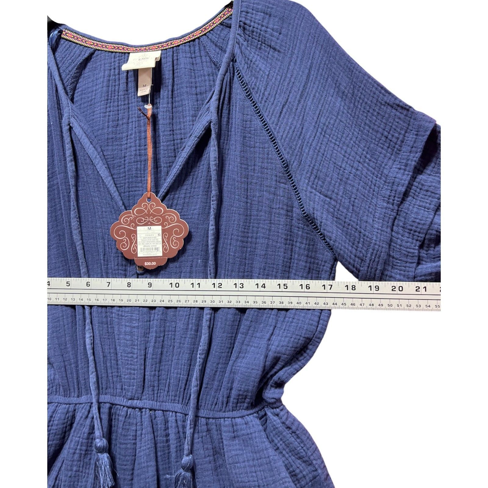 Other Knox Rose - Women's Short Sleeve Gauze Romper - Navy Blue - Size ONE SIZE - 5 Thumbnail