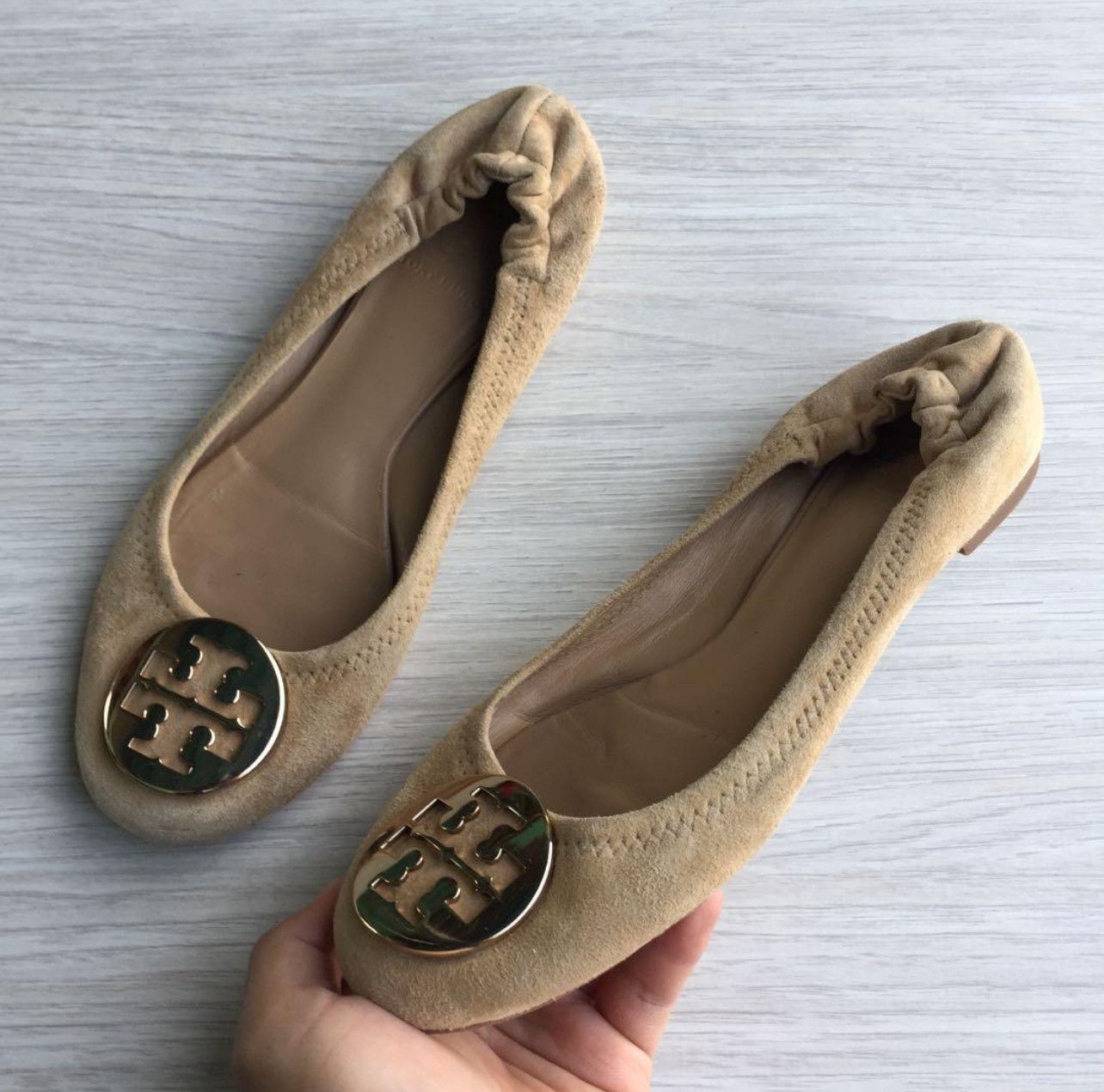 Tory Burch Tory Burch Minnie Travel Tan Brown Suede Ballet Flats Women Size US 5 / IT 35 - 1 Thumbnail