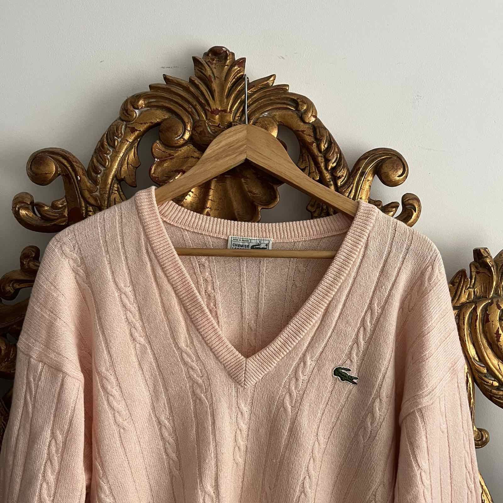 Lacoste × Vintage 💥Rare! Vintage Lacoste Cardigan Sweater Vneck Knit Size US XL / EU 56 / 4 - 3 Thumbnail