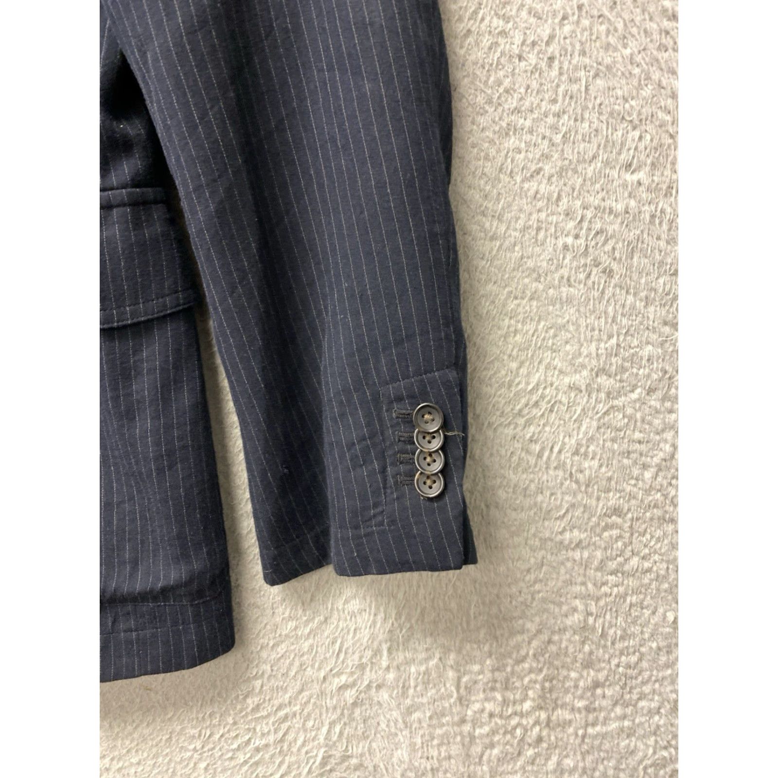Banana Republic VINTAGE Banana Republic Blazer Jacket Men 42R Black Brown Striped Three-Button Front Four-Button Sleeve Notch Lapel Single-Vented 0462 Size 42R - 2 Thumbnail