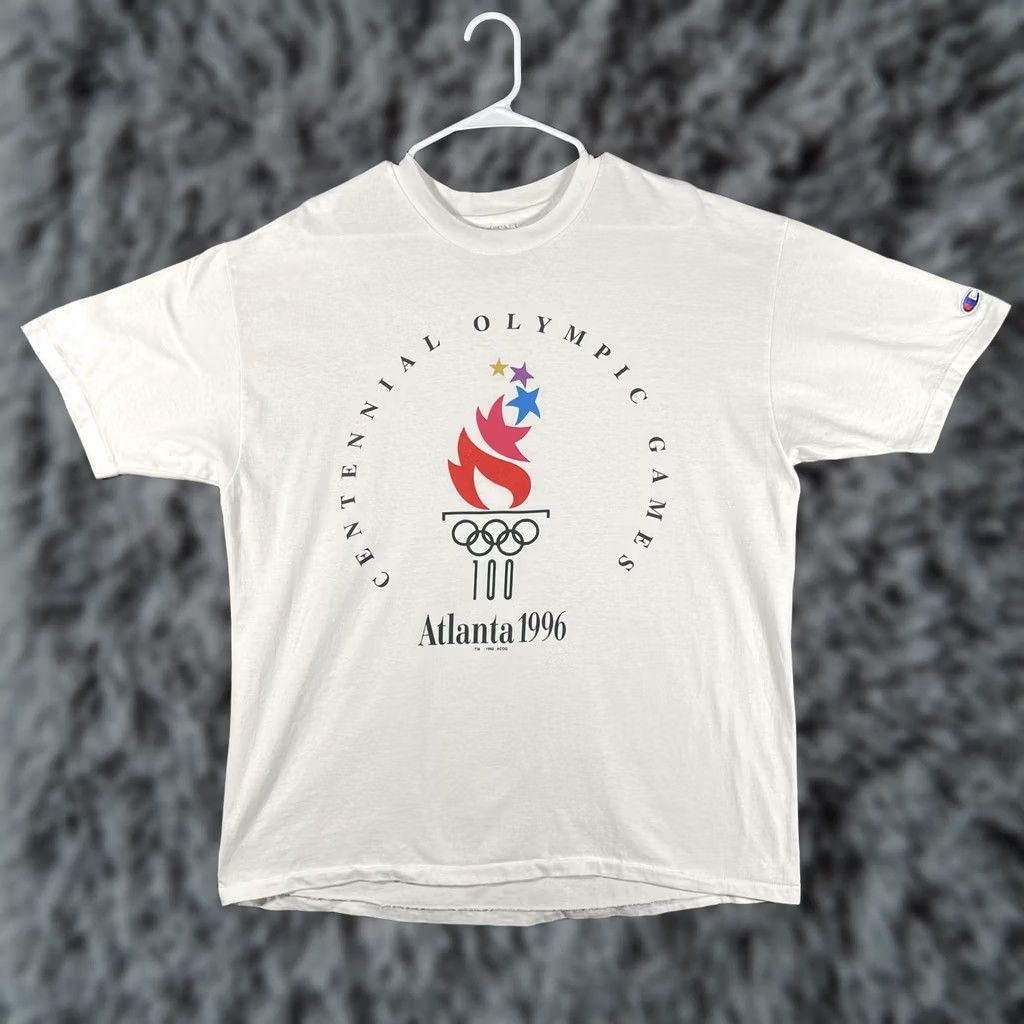 Champion VINTAGE Champion Shirt Mens XL White Atlanta 1996 Centennial Olympics Tee USA Size US XL / EU 56 / 4 - 1 Thumbnail