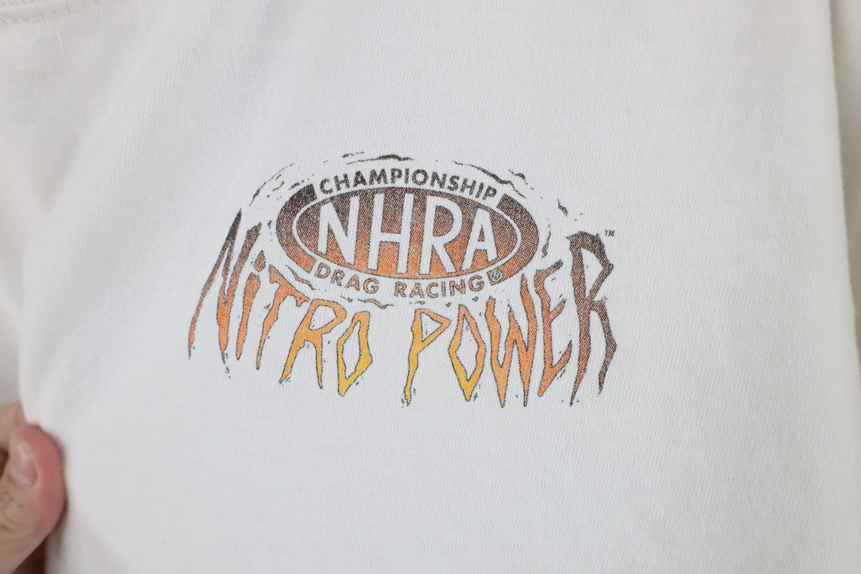 Vintage Vintage 90s Y2K NHRA Drag Racing Nitro Power Skull T-Shirt Size US XL / EU 56 / 4 - 4 Thumbnail