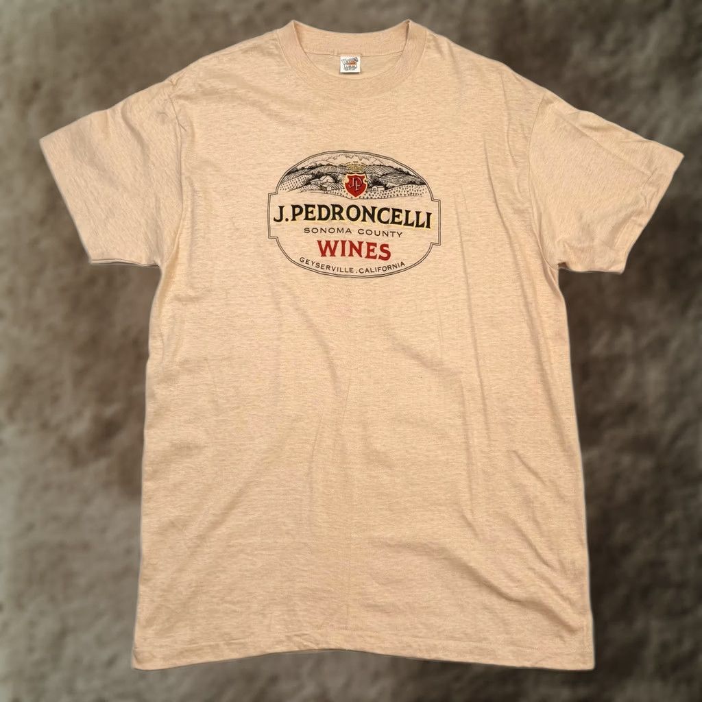 Hanes VINTAGE Hanes Shirt Mens Large Beige Sonoma County Wines J Pedroncelli Crew Neck Graphic T-Shirt Size US L / EU 52-54 / 3 - 1 Thumbnail