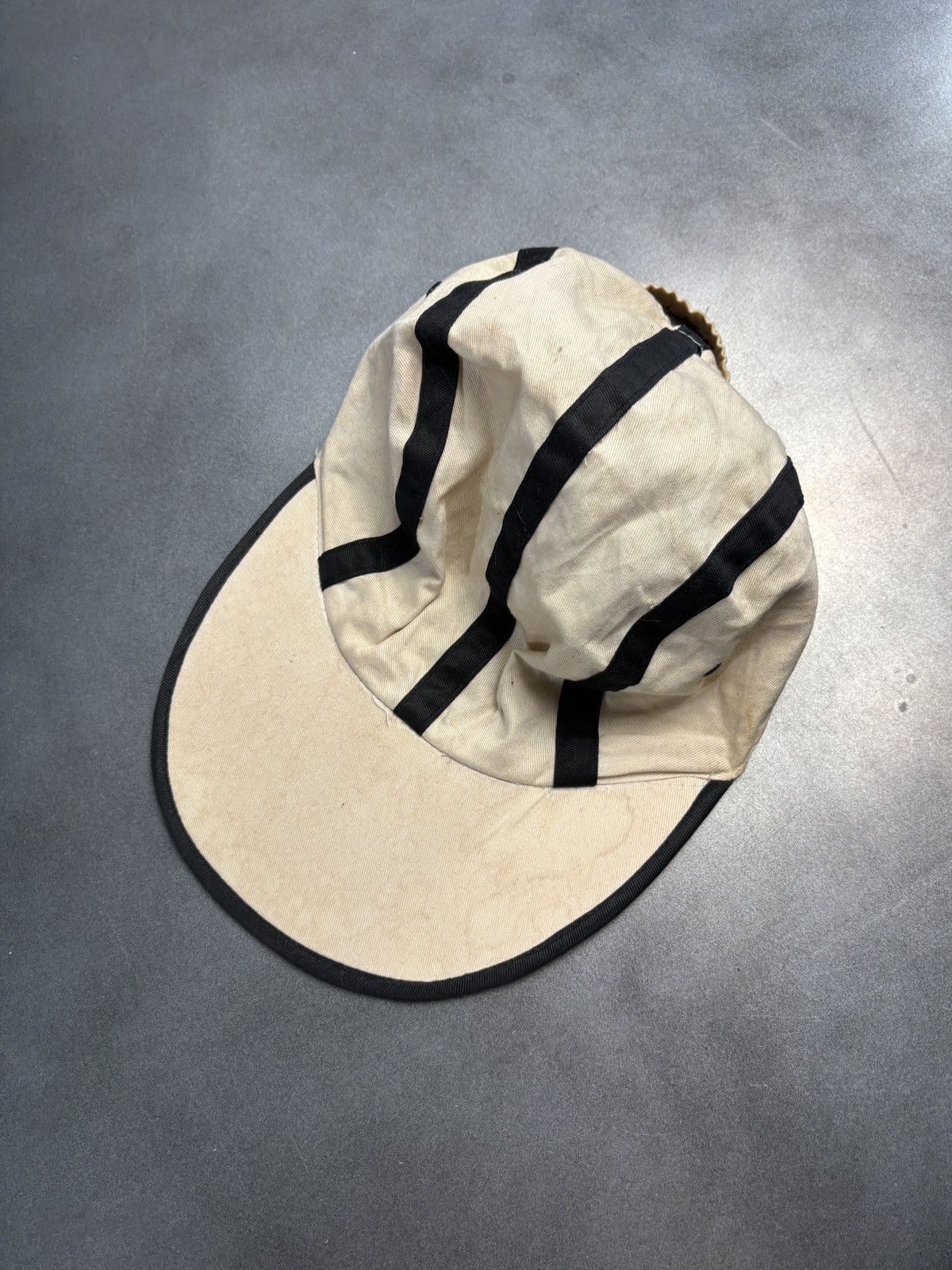 Vintage 1980s Vintage Hat Elastic Fitted Cap 1970s Stripe Long Brim Size ONE SIZE - 13 Thumbnail