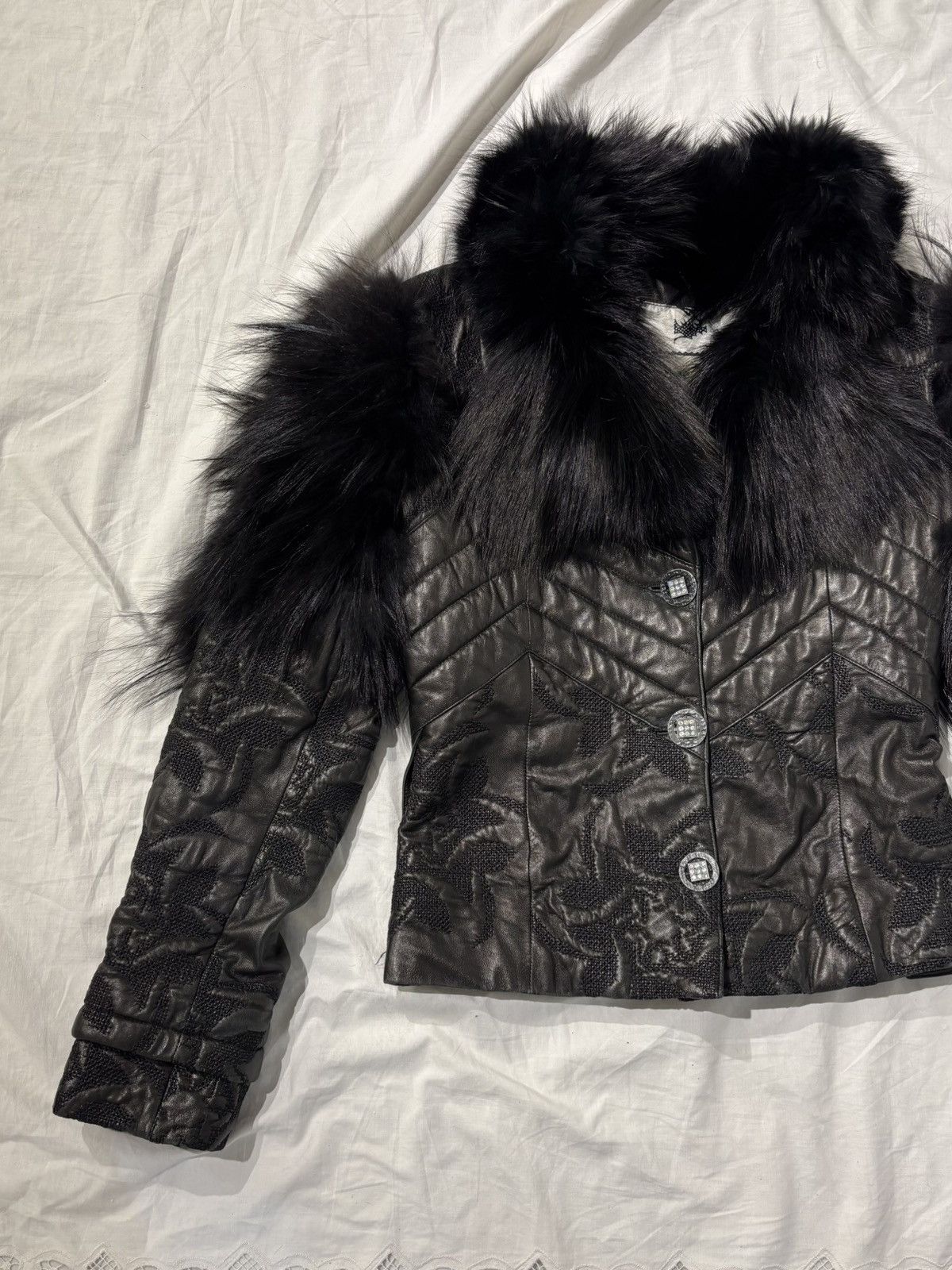 Seditionaries Vintage leather jacket with fur Size S / US 4 / IT 40 - 3 Thumbnail