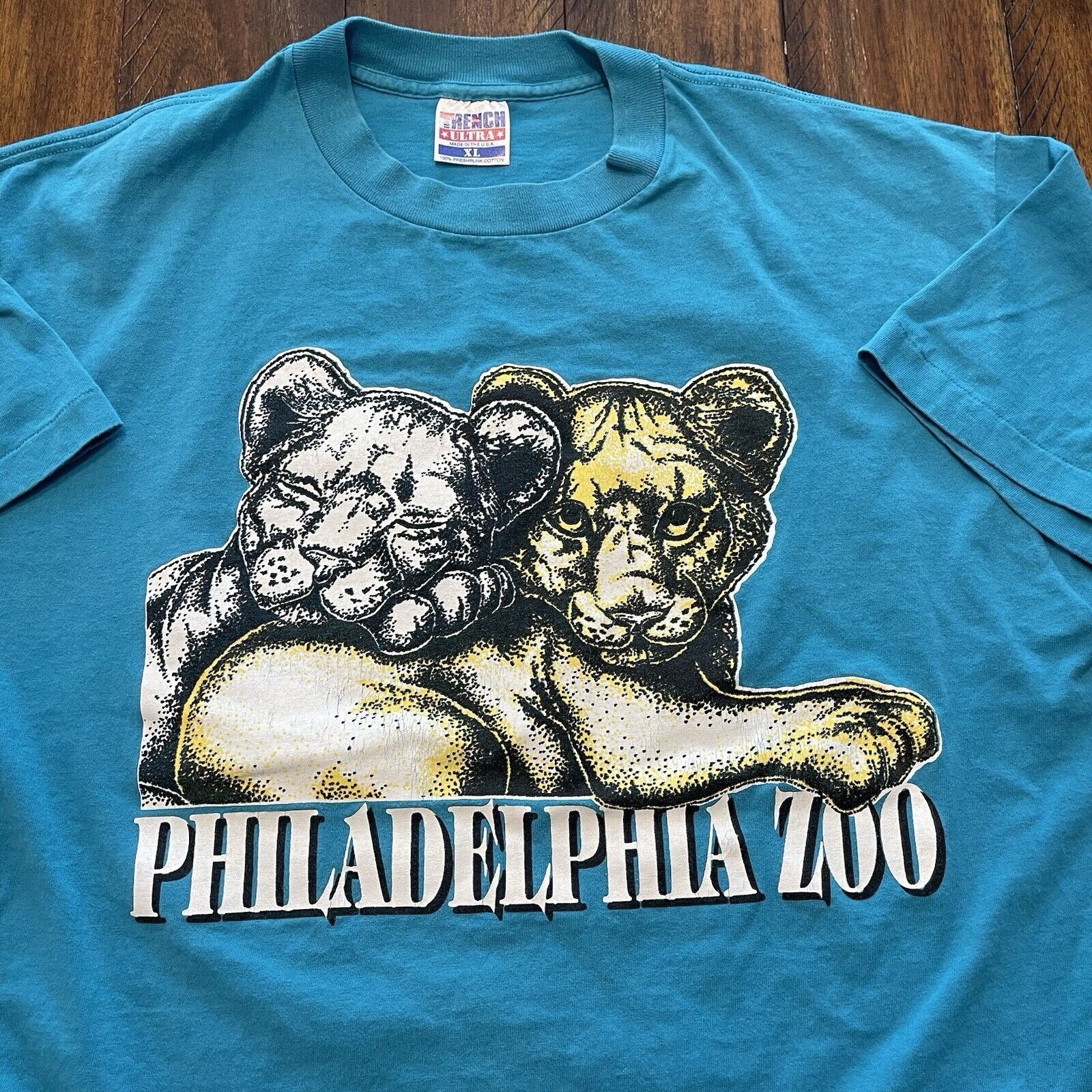 Vintage Vtg 90s PHILADELPHIA ZOO T-Shirt Lion Cub nature animals XL Size US M / EU 48-50 / 2 - 3 Thumbnail