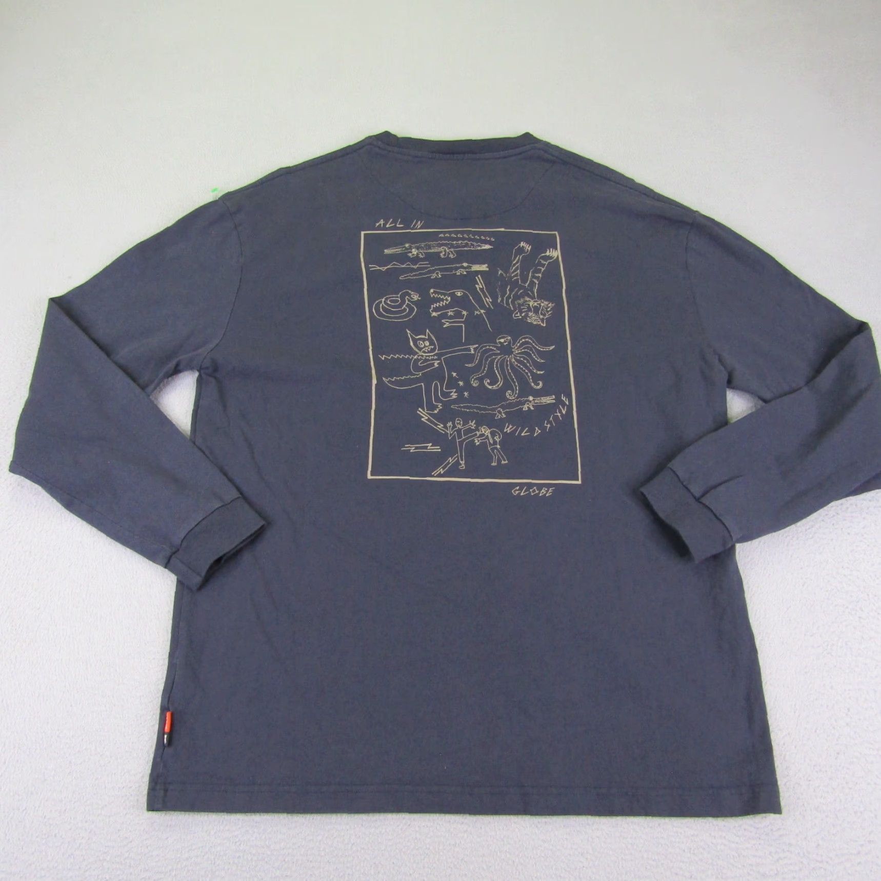 Globe VINTAGE Globe Skateboarding Shirt Mens Medium Blue Cotton Long Sleeve Crew Neck Logo Skater 90s Size US M / EU 48-50 / 2 - 5 Thumbnail