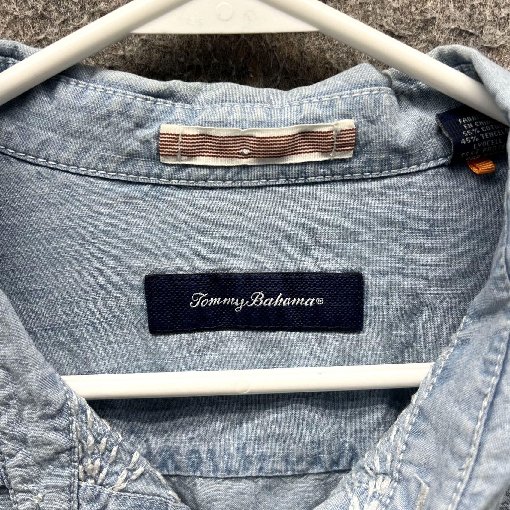 Tommy Bahama Tommy Bahama Shirt Mens XL Blue Chambray Long Sleeve Button Front Embroidered Size US XL / EU 56 / 4 - 3 Thumbnail